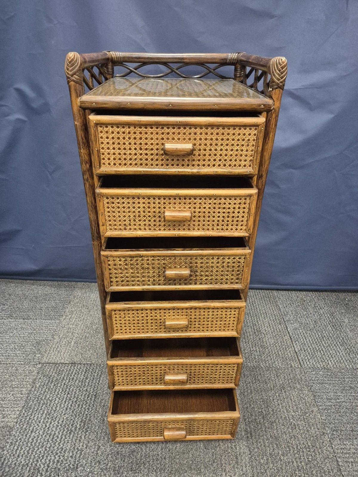 Angrave's Rattan Cane And Bamboo 6 Drawer Tallboy photo furniture