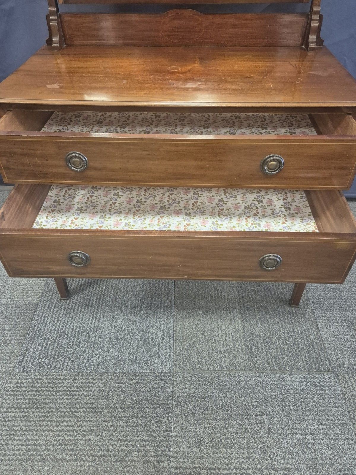 Small Edwardian Mahogany Two Door Dresser With Mirror photo furniture