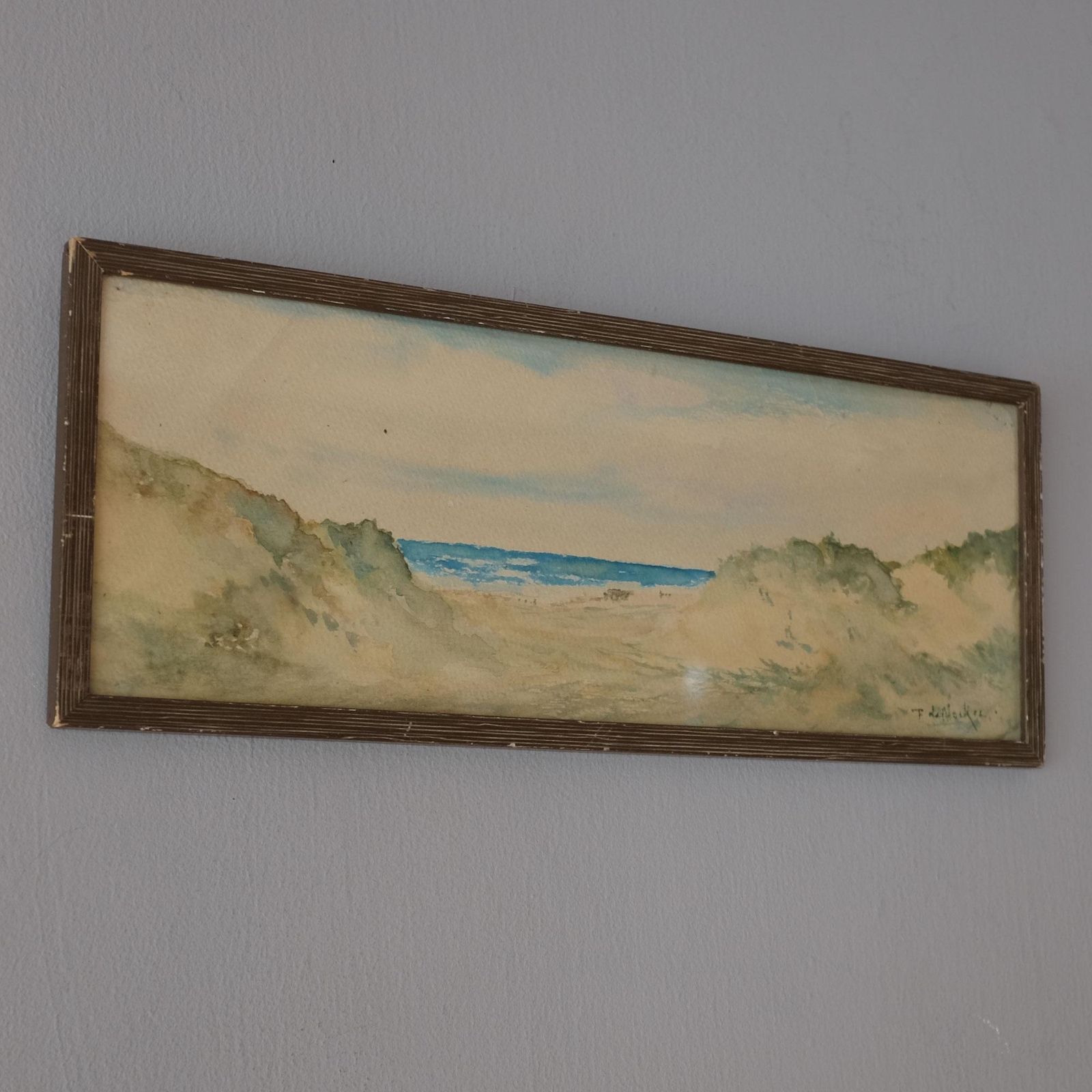 Vintage Dutch Seascape Painting, Mid Century Art, Vintage Watercolour Landscape Painting By Frans De Knocker, Decorative Art, Interiors photo buy