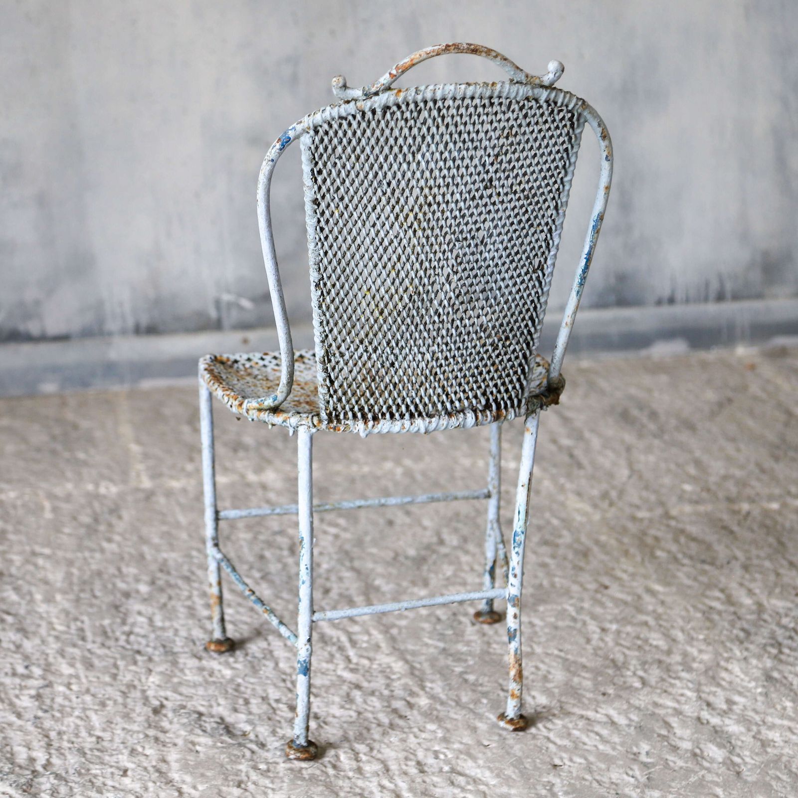 photo furniture 19th C French Wrought Iron Child’s Chair, Late 1800s   Original Soft Blue Paint