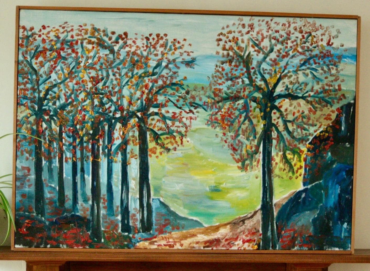 Original Swedish Vintage Oil On Canvas – "Autumn Trees" – Framed |66 X 95 Cm  (26" X 37") photo for sale