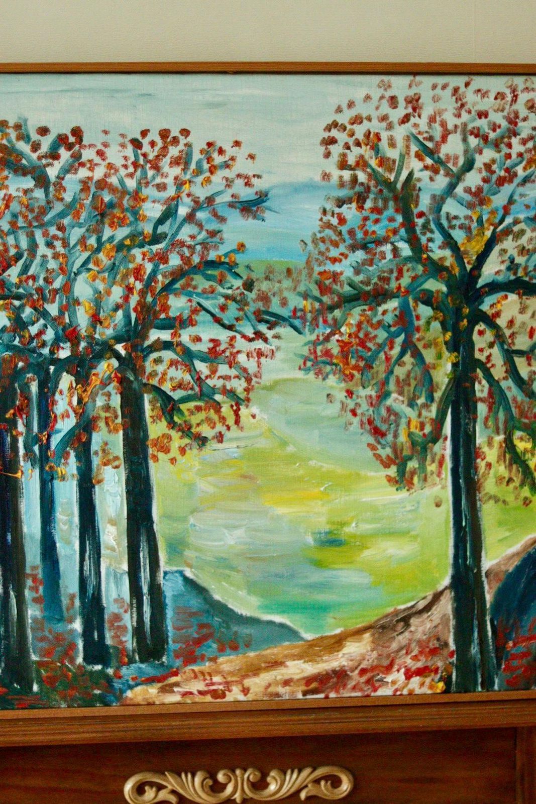 Original Swedish Vintage Oil On Canvas – "Autumn Trees" – Framed |66 X 95 Cm  (26" X 37") photo vintage