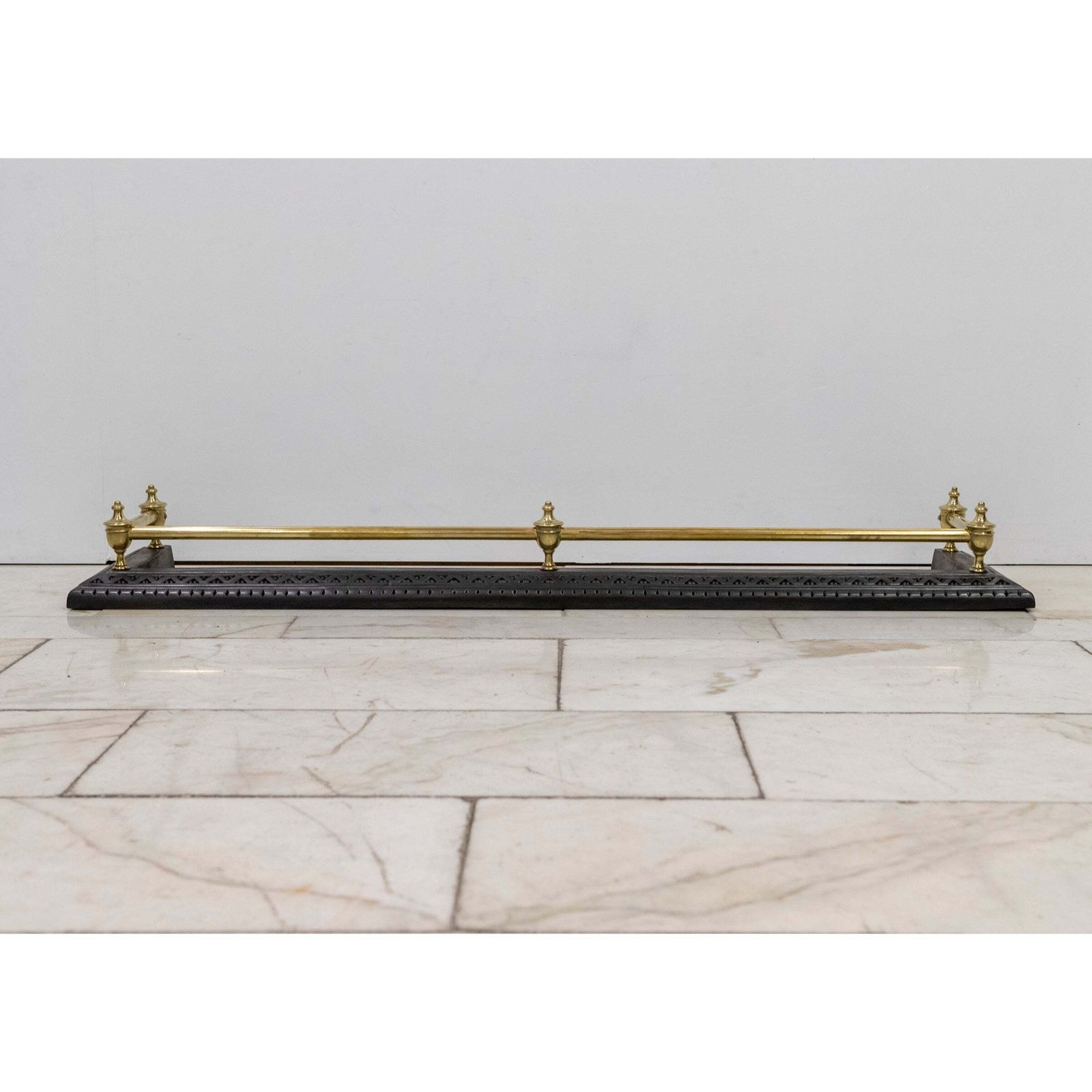 Antique Fireplace Fender With Finials photo furniture