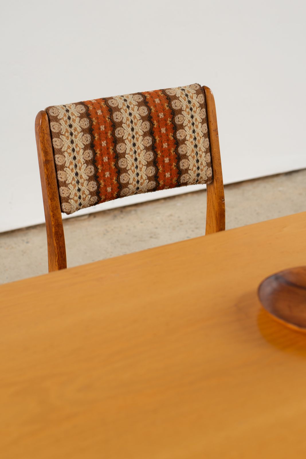 photo for sale Set Of 4 Pine Chairs With Original Wool Upholstery, C1960