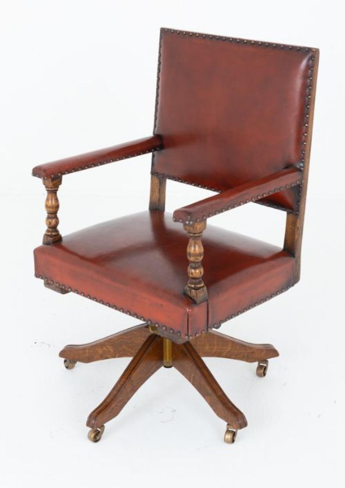 Arts And Crafts Desk Chair Swivel Office Seat Oak