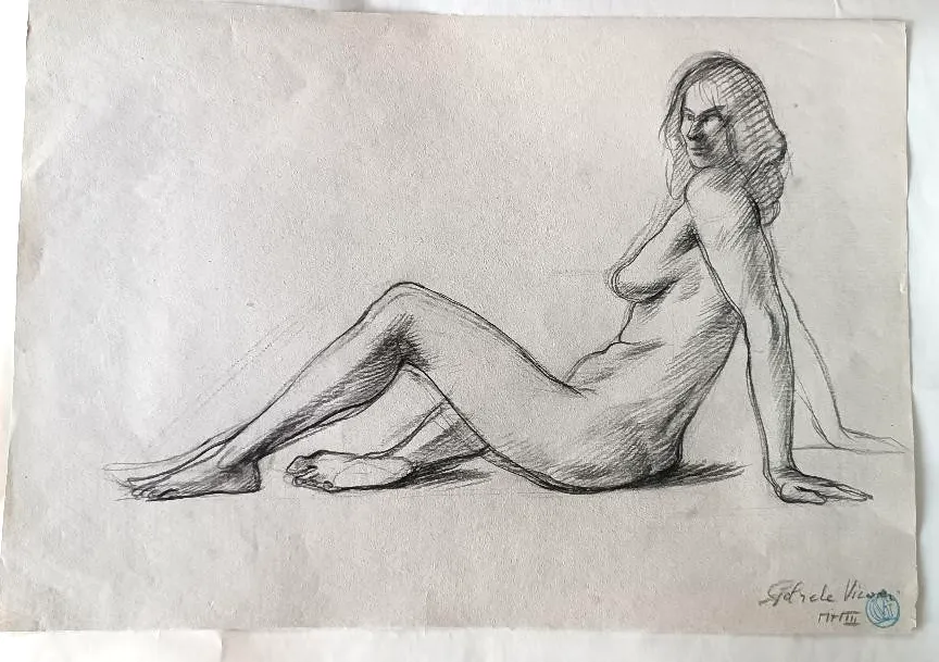 Women's Nude Sketch Pencil Drawing On Paper Gabriele Vicari