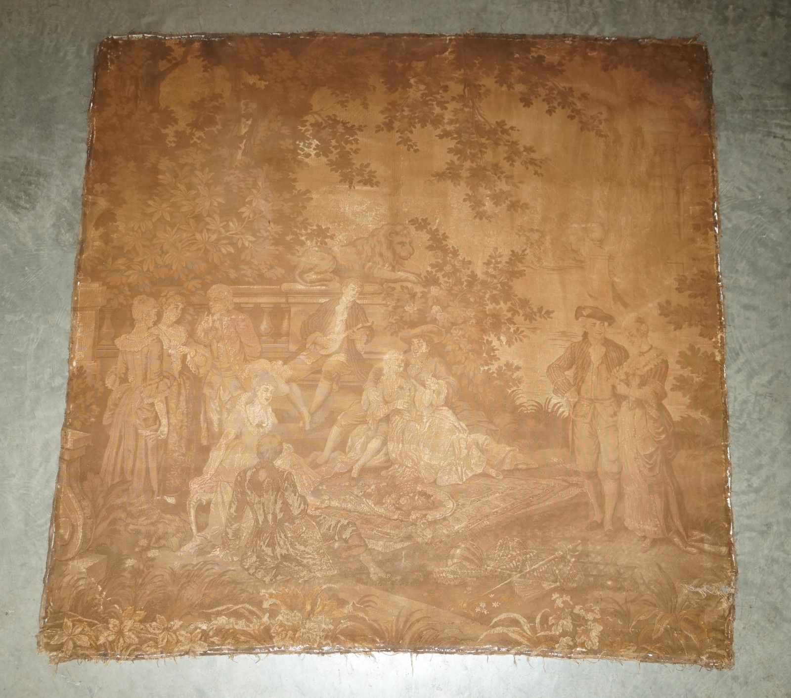 Antique Cir 1880 Tapestry Depicting Watteau Esque Figures After Antoine Watteau photo furniture
