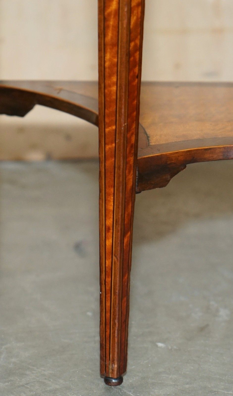 photo for sale Important Pair Of Museum Quality Sheraton Satinwood Demi Lune Console Tables