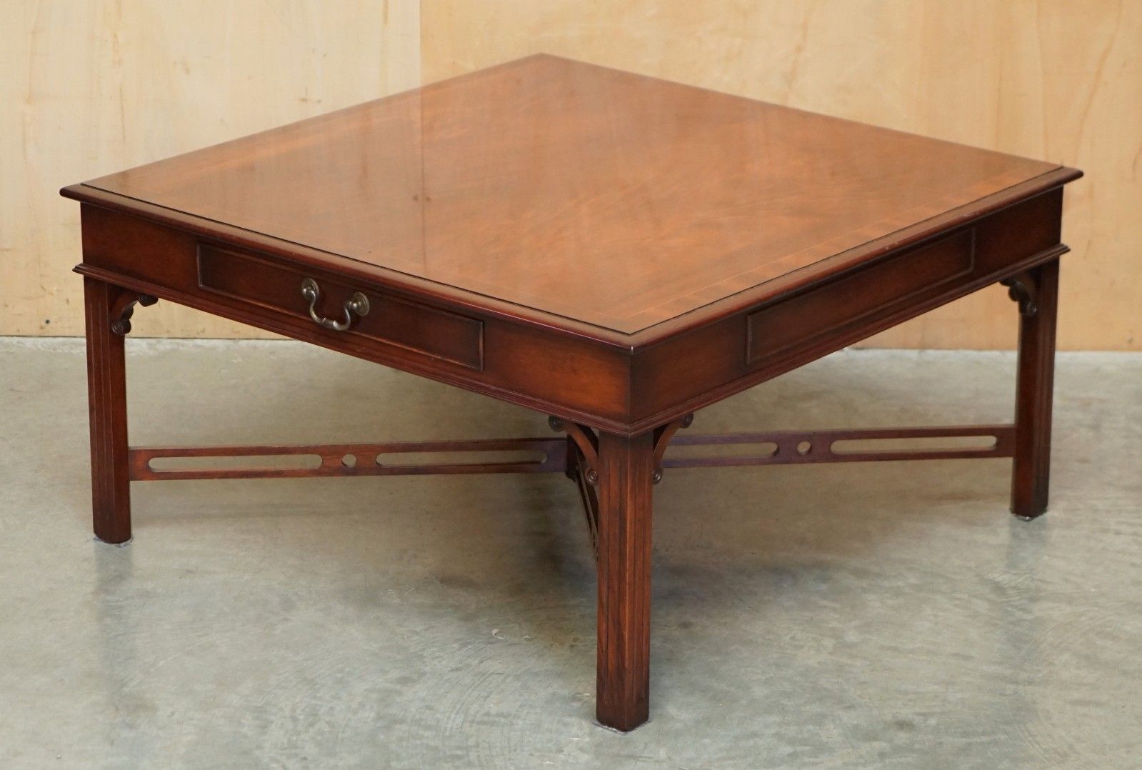 Pair Of Flamed Mahogany Thomas Chippendale Style Huge Side End Or Coffee Tables photo for sale
