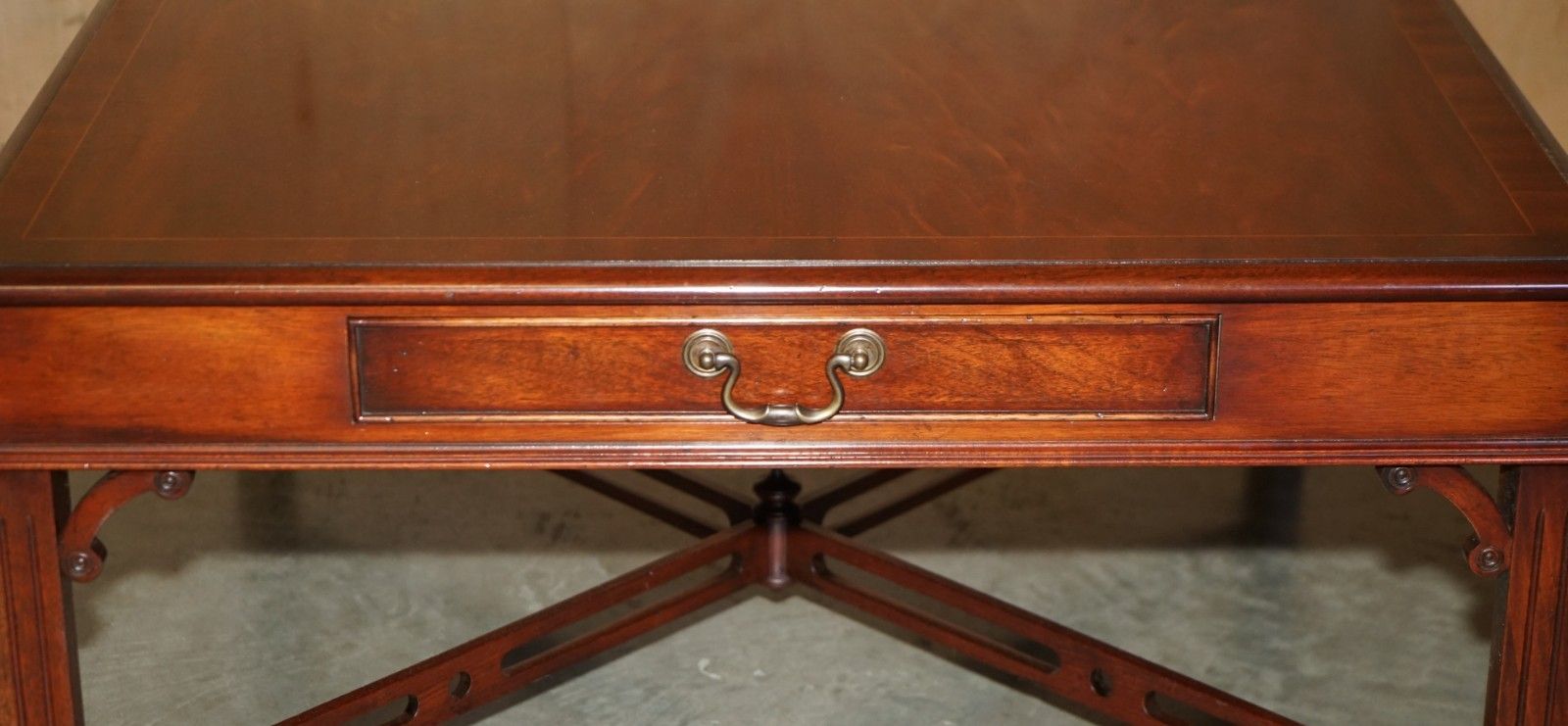 Pair Of Flamed Mahogany Thomas Chippendale Style Huge Side End Or Coffee Tables photo 3950.0