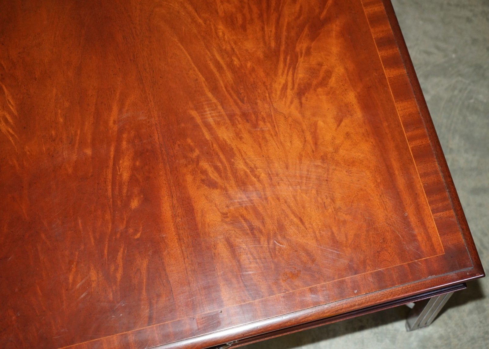 Furniture Pair Of Flamed Mahogany Thomas Chippendale Style Huge Side End Or Coffee Tables photo
