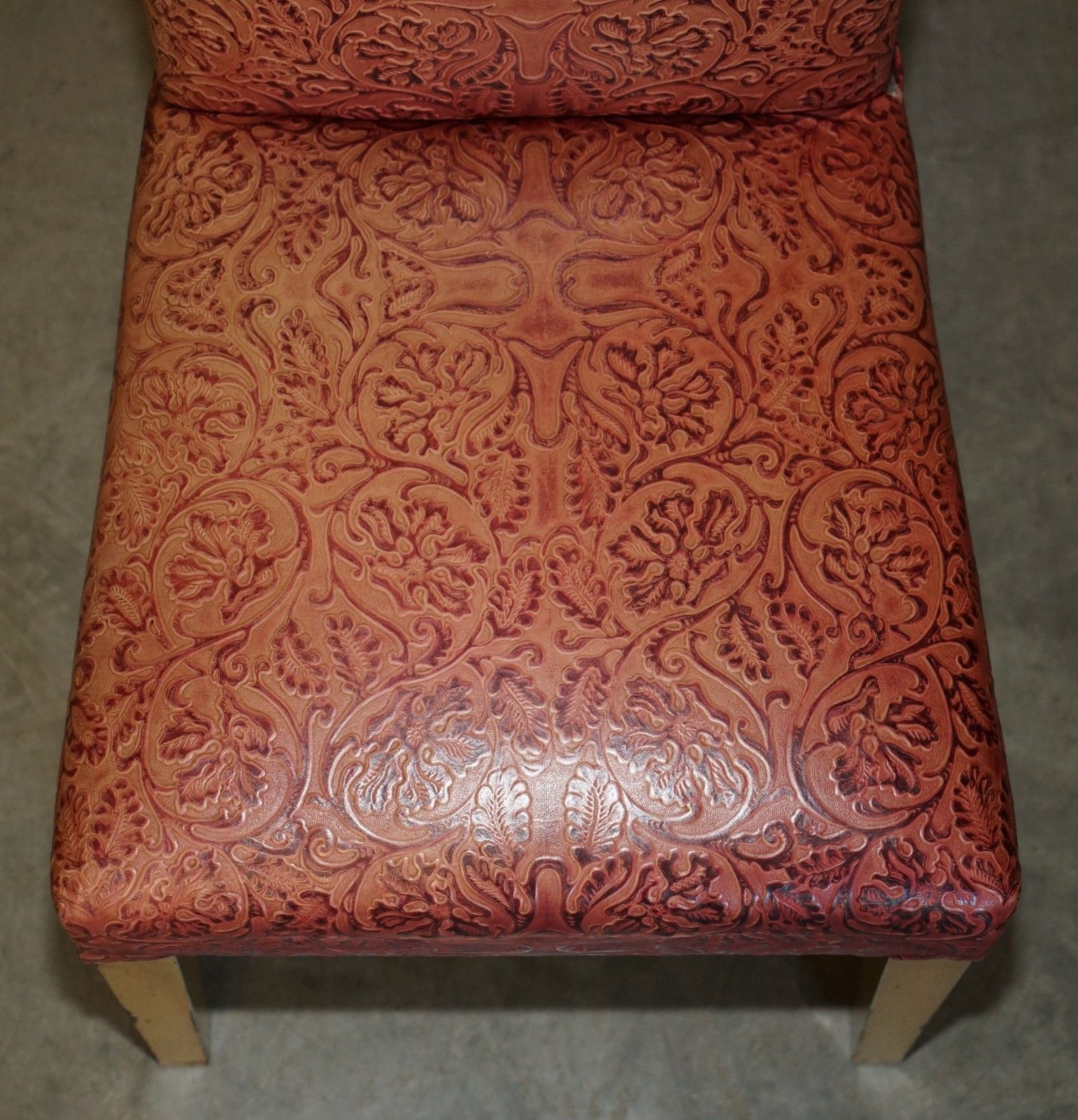 Eight Modern Large Leather Embossed Contemporary Dining Chairs Painted Frames 8 photo buy