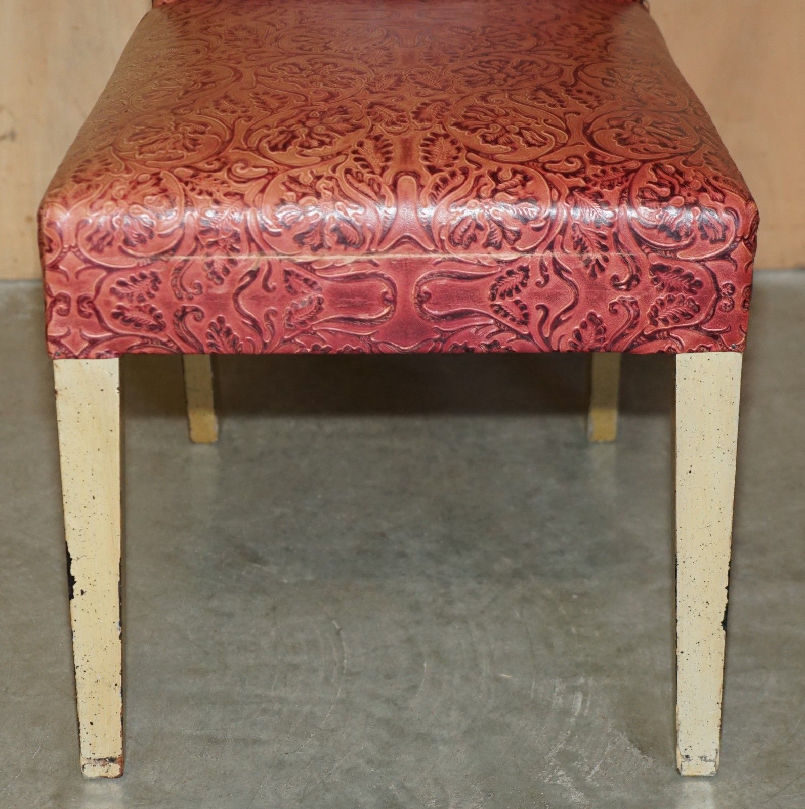 Eight Modern Large Leather Embossed Contemporary Dining Chairs Painted Frames 8 photo vintage