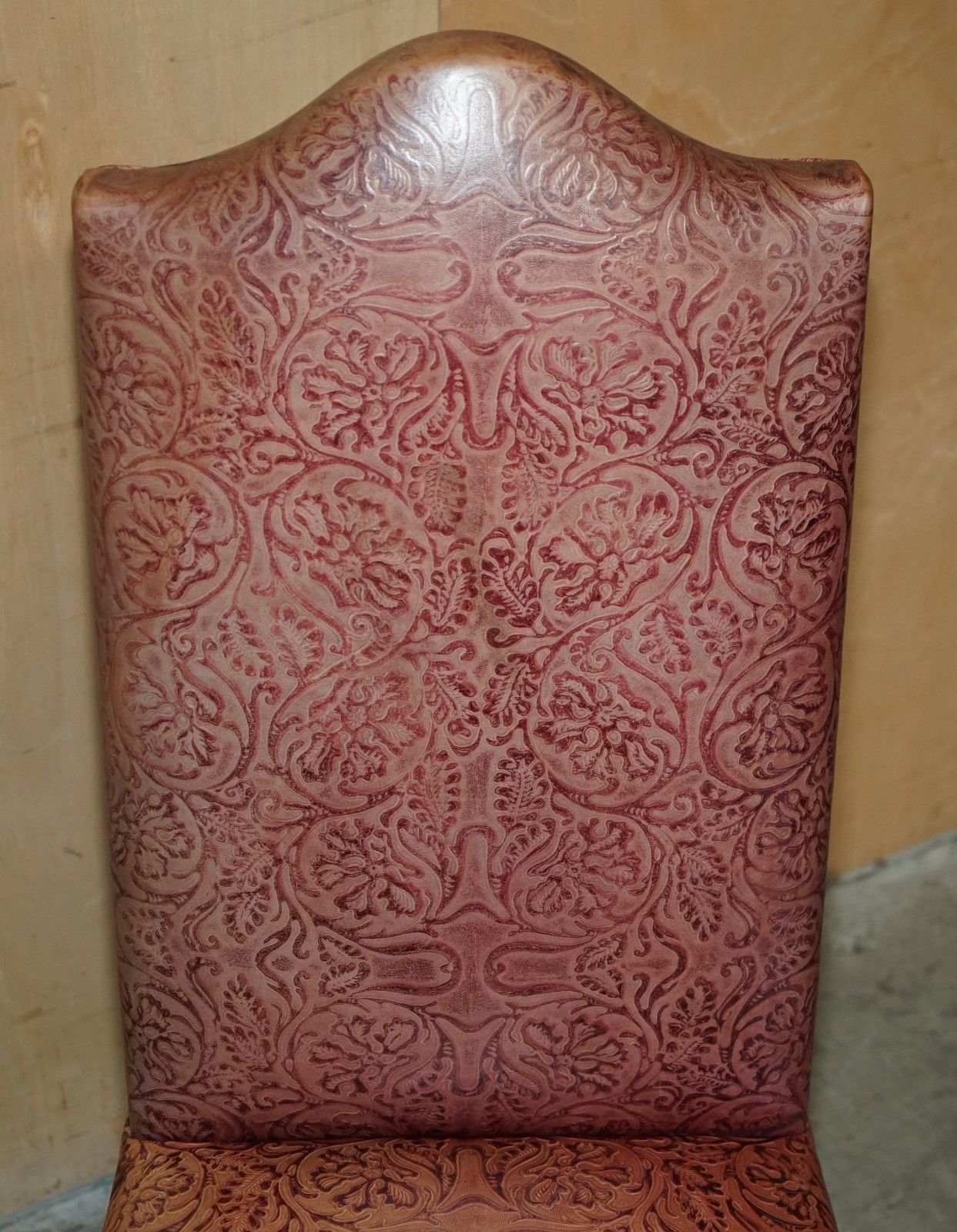 photo buy Eight Modern Large Leather Embossed Contemporary Dining Chairs Painted Frames 8