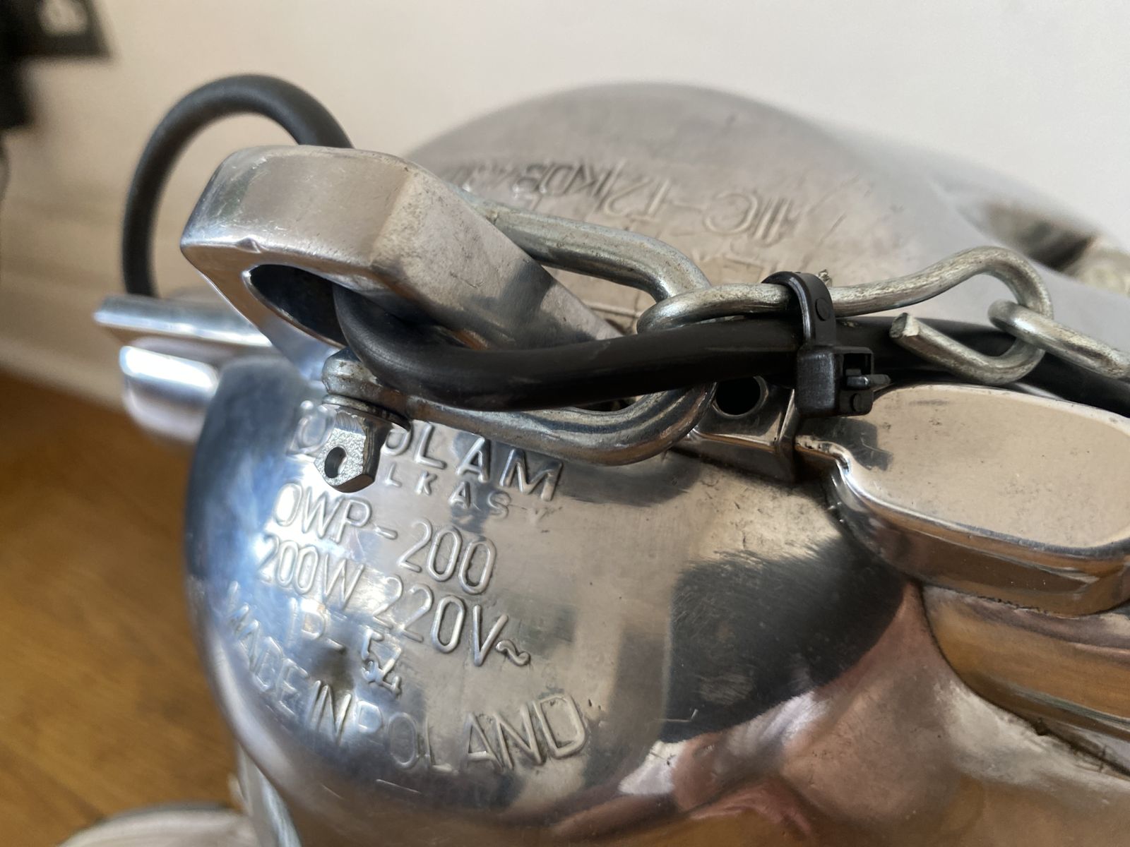 Large Industrial Cast Aluminium Cage Pendant Polish From Polam Wilkasy, 1970s      Explosion Proof Light photo furniture