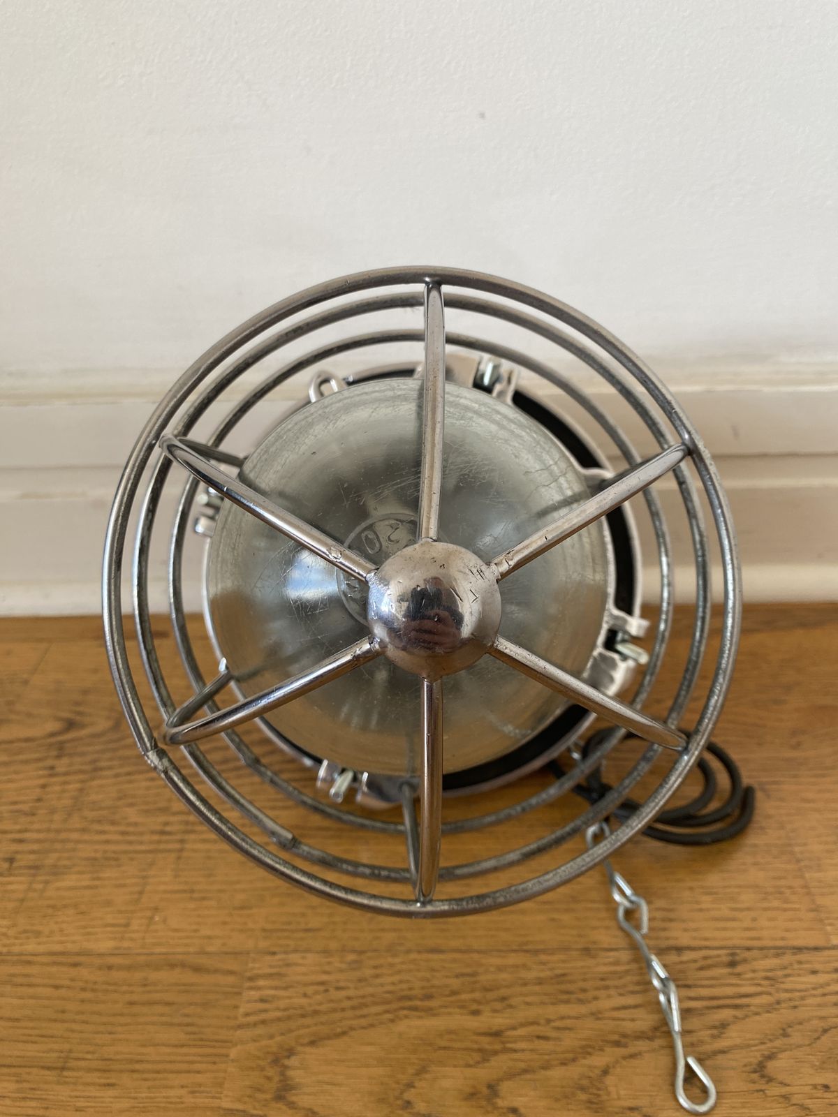 Large Industrial Cast Aluminium Cage Pendant Polish From Polam Wilkasy, 1970s      Explosion Proof Light photo Lighting
