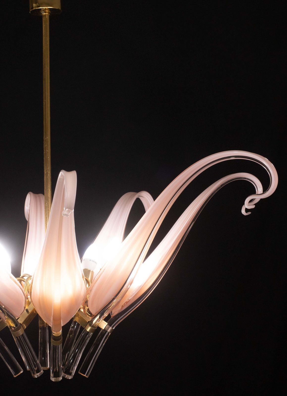 Extraordinary Pink Murano Glass Leaves Chandelier Large Size By Franco Luce photo buy
