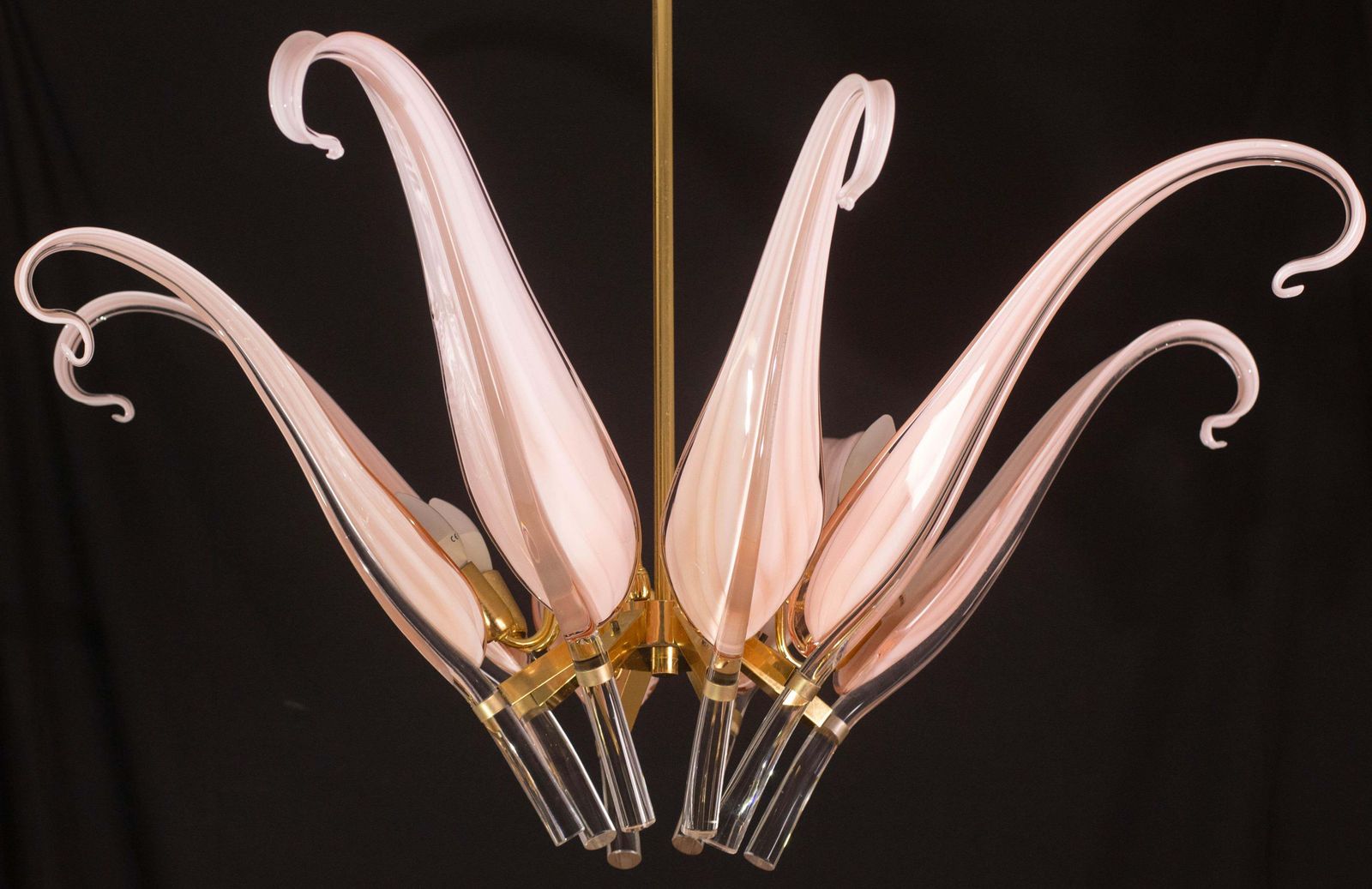 Lighting Extraordinary Pink Murano Glass Leaves Chandelier Large Size By Franco Luce photo