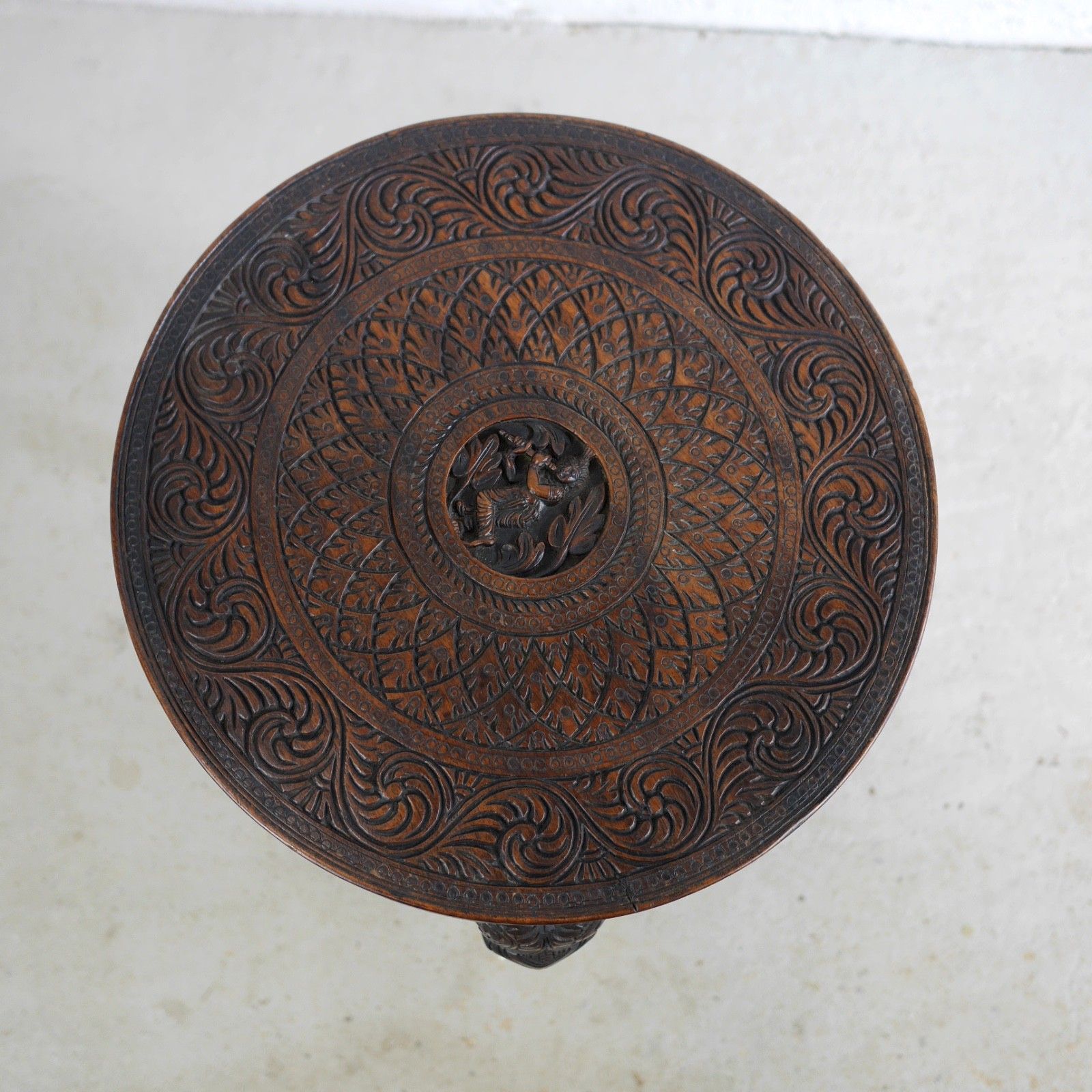 Antique Bermese Carved Hardwood Elephant Side Table Stand #102992 photo buy