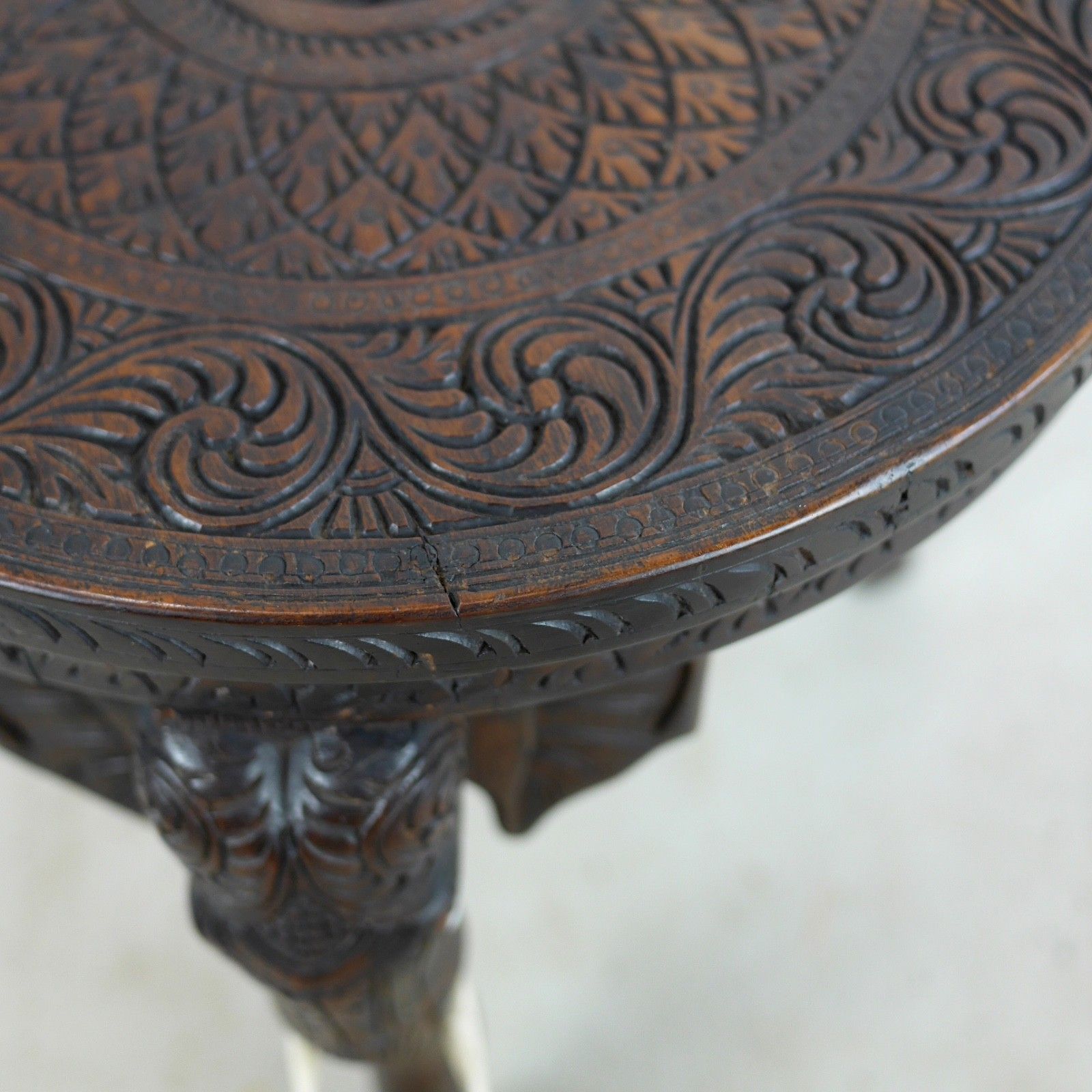 photo for sale Antique Bermese Carved Hardwood Elephant Side Table Stand #102992