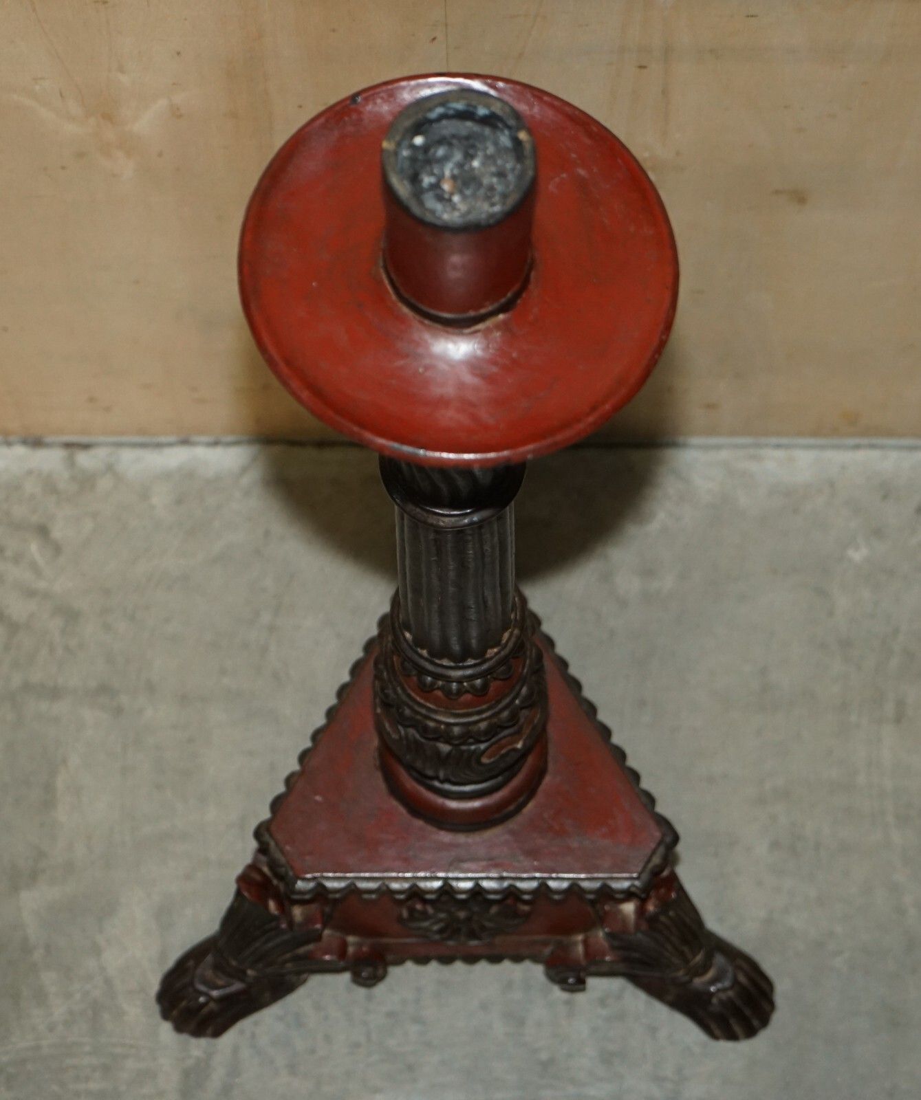 2350.0 Stunning Hand Carved Circa 1800 Large Floor Standing Extra Large Candle Holder photo