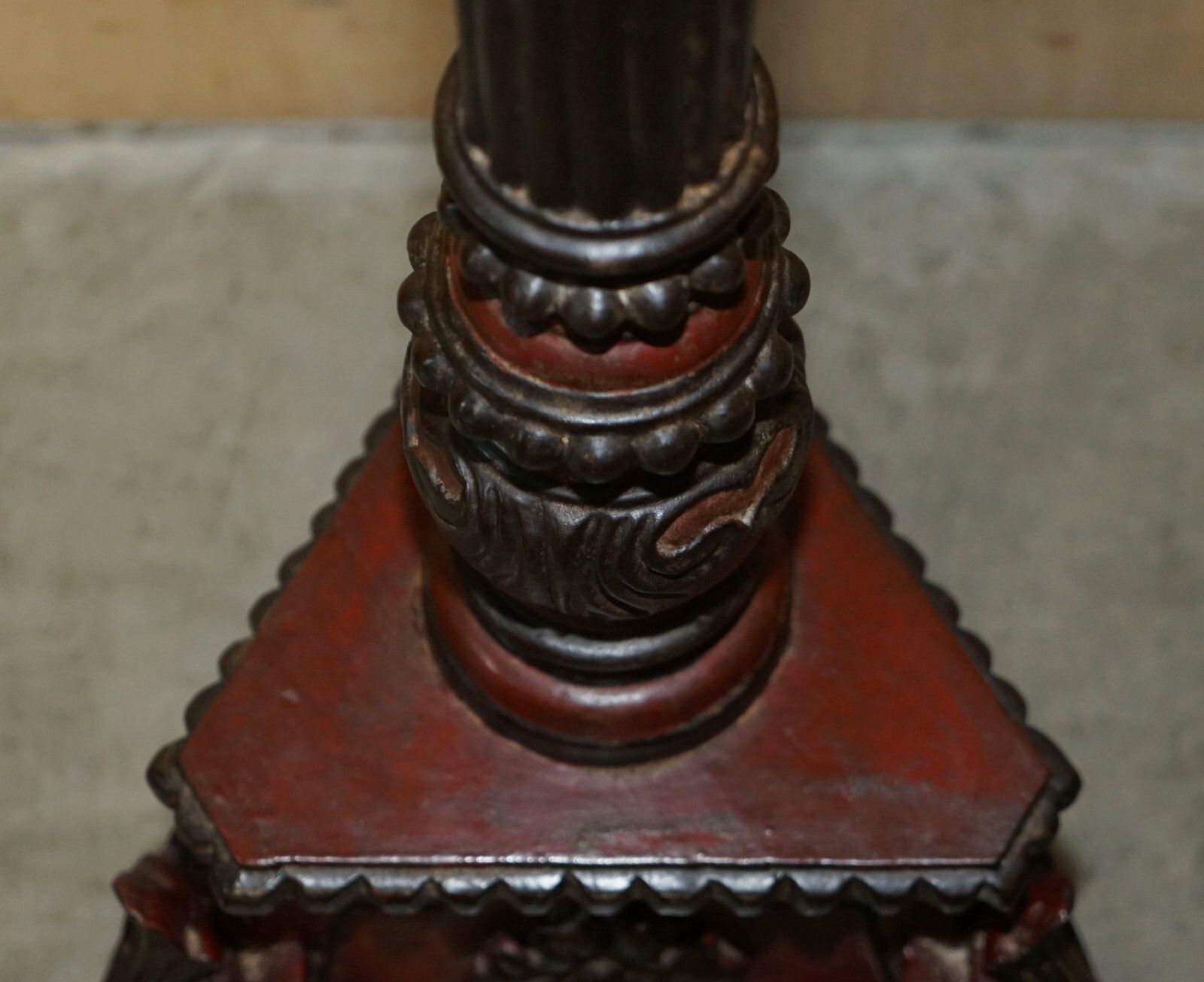 photo vinterior Stunning Hand Carved Circa 1800 Large Floor Standing Extra Large Candle Holder