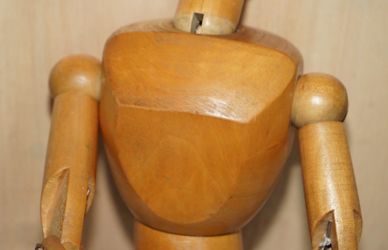 Stunning Circa 1950 Antique French Artists Lay Figure Medium Sized Lovely Patina photo vinterior