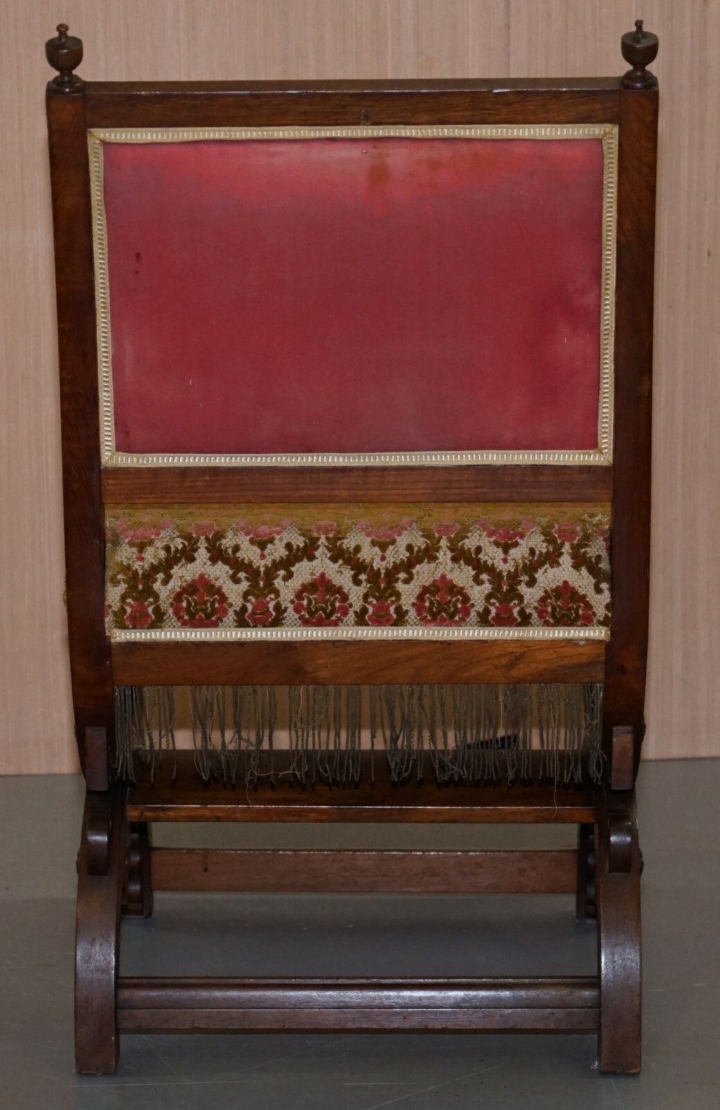 photo for sale Rare Set Of Six Gothic Revival Ornately Carved Walnut Gilt Metal Fittings Chairs