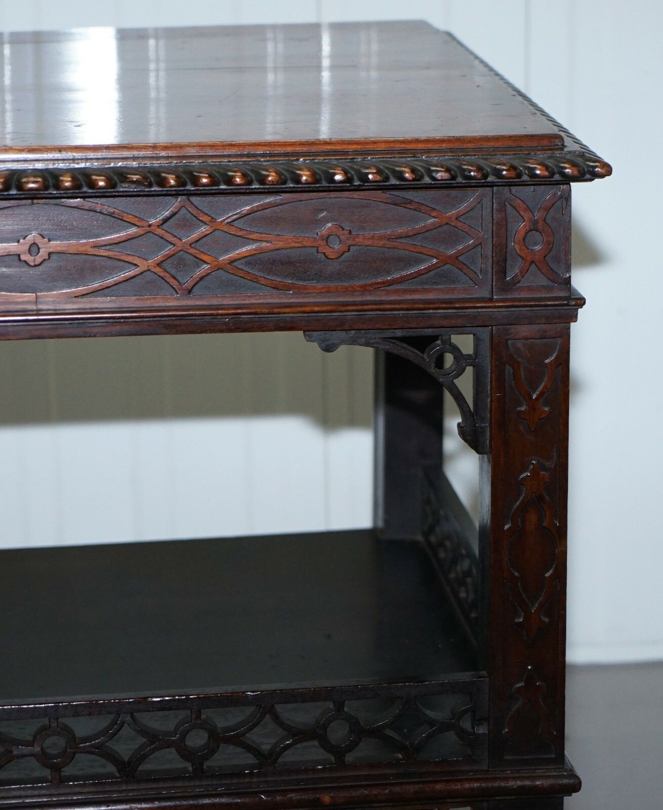 19th Century Thomas Chippendale Fret Work Carved And Pierced Occasional Table photo vintage