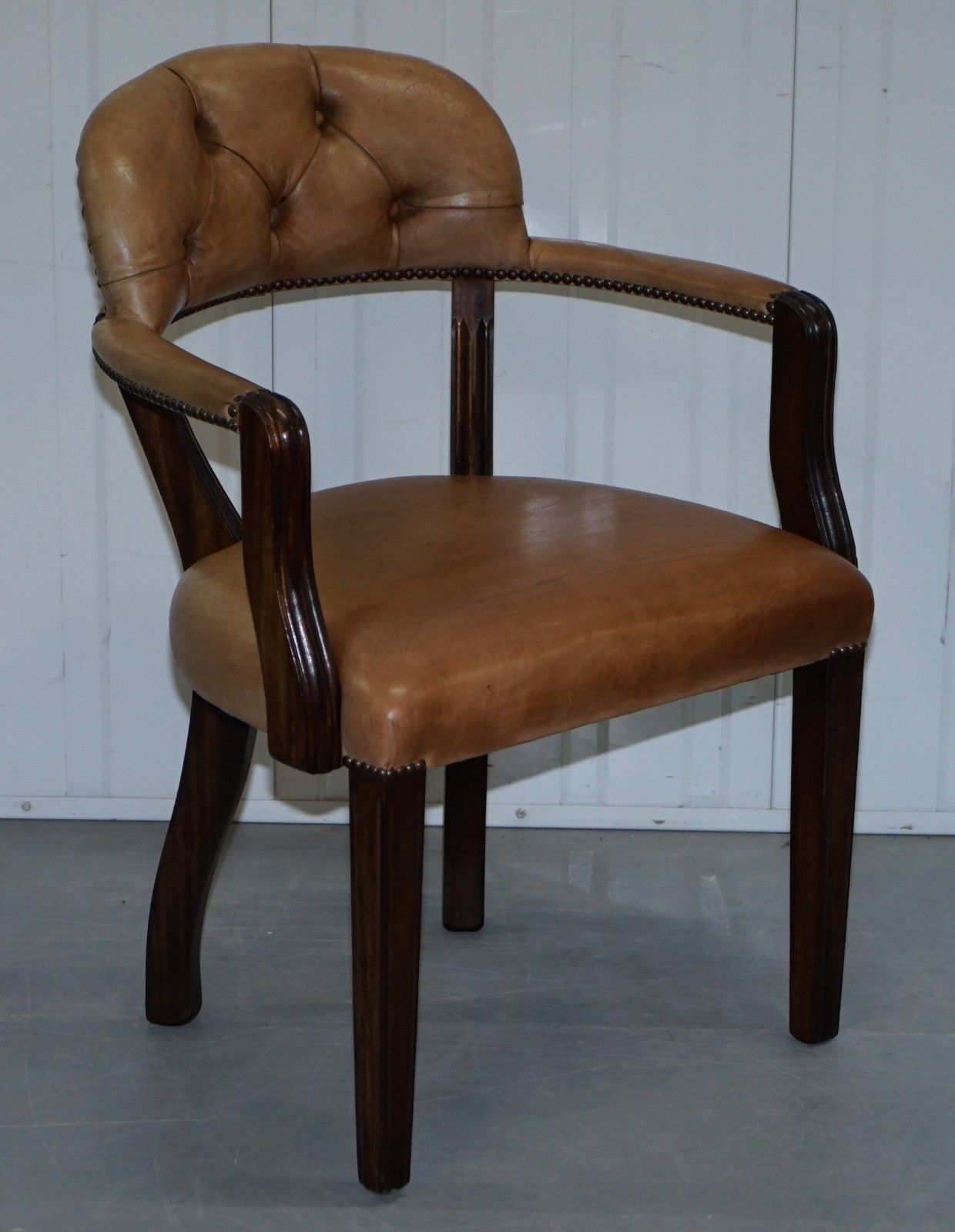 Four Rrp £9200 Brown Leather House Of Chesterfield Court Office Dining Chairs photo Furniture
