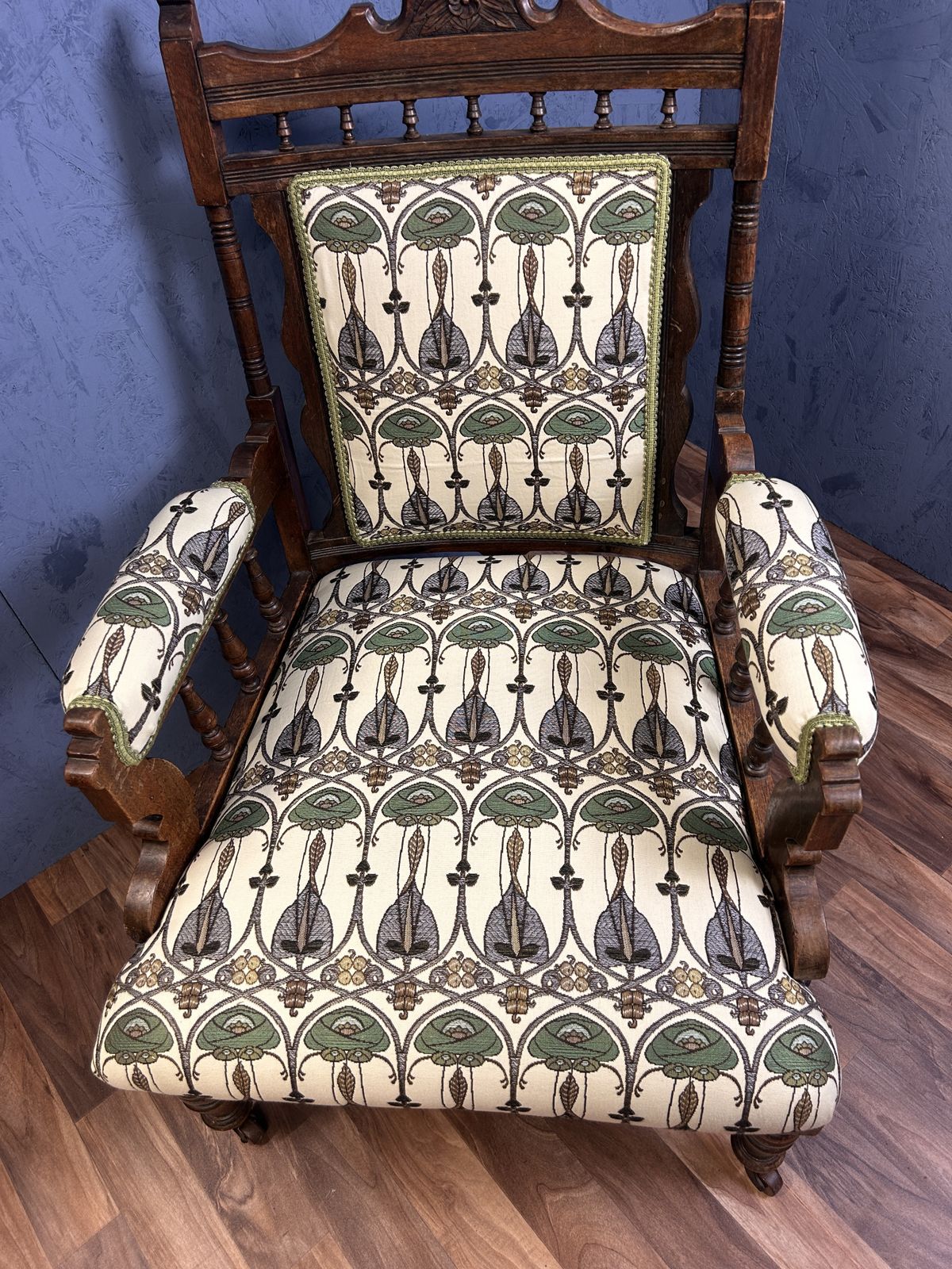 Edwardian Armchair In Art Nouveau Fabric photo furniture