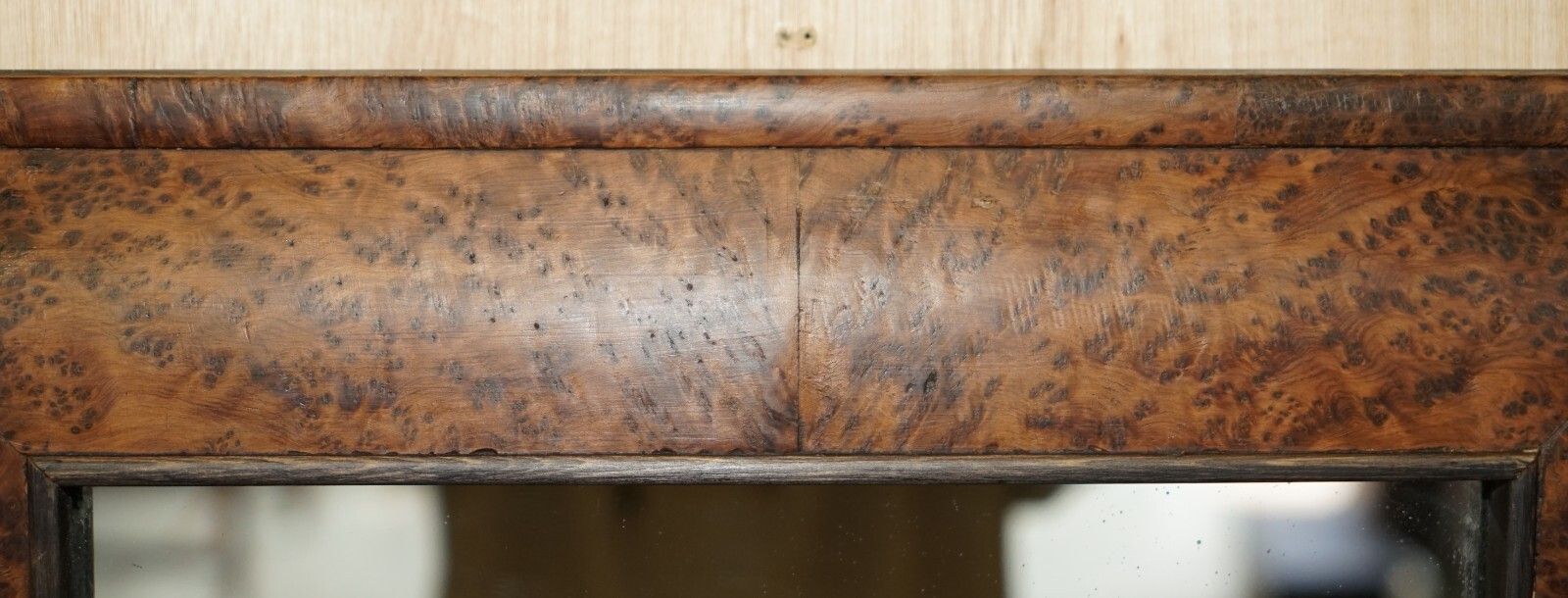 Antique Georgian Heavily Burr Burl Amboyna Cushion Framed Mirror Paneled Back photo buy