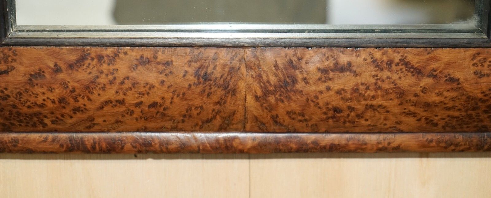 photo furniture Antique Georgian Heavily Burr Burl Amboyna Cushion Framed Mirror Paneled Back