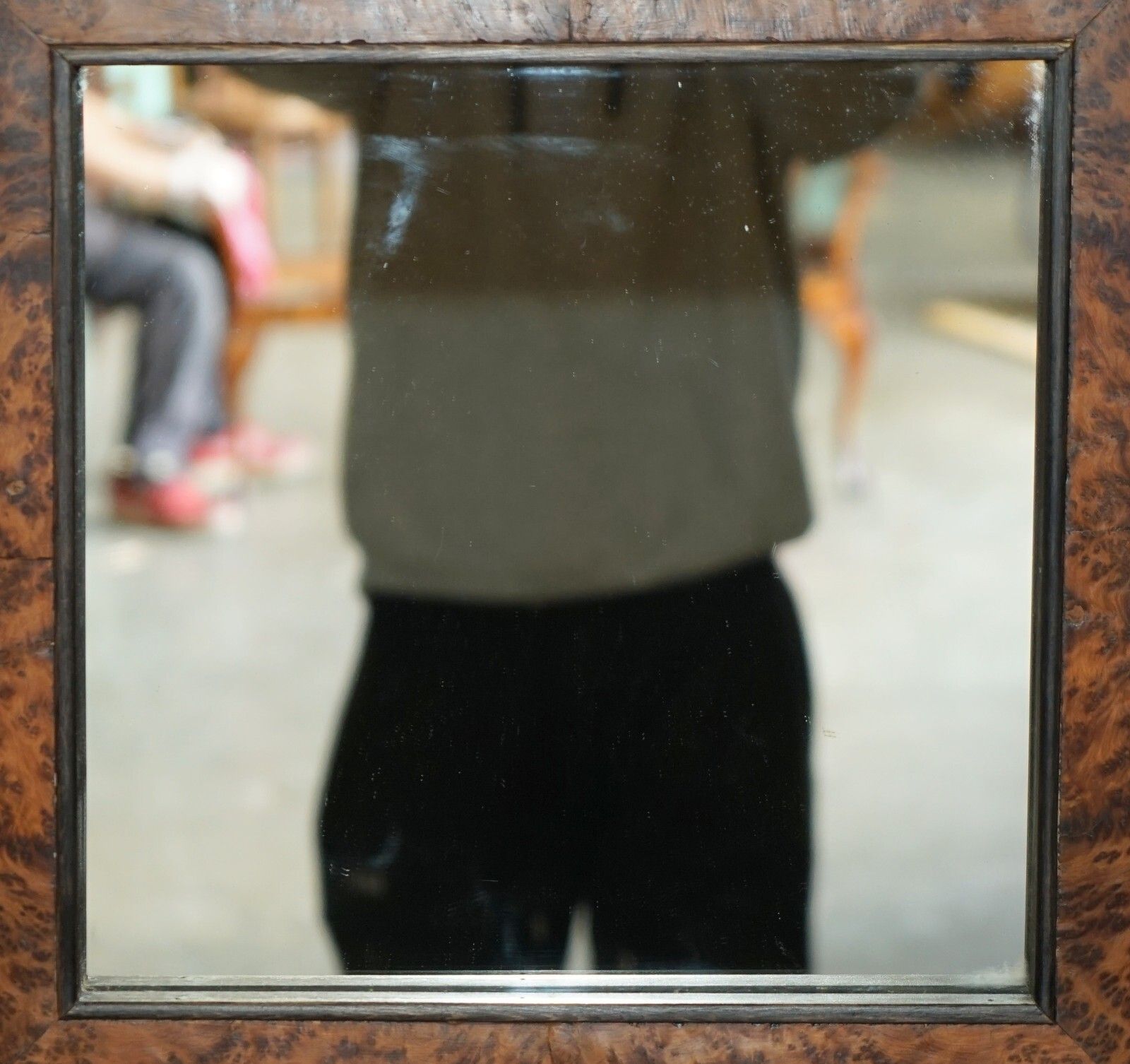 Home Decor Antique Georgian Heavily Burr Burl Amboyna Cushion Framed Mirror Paneled Back photo