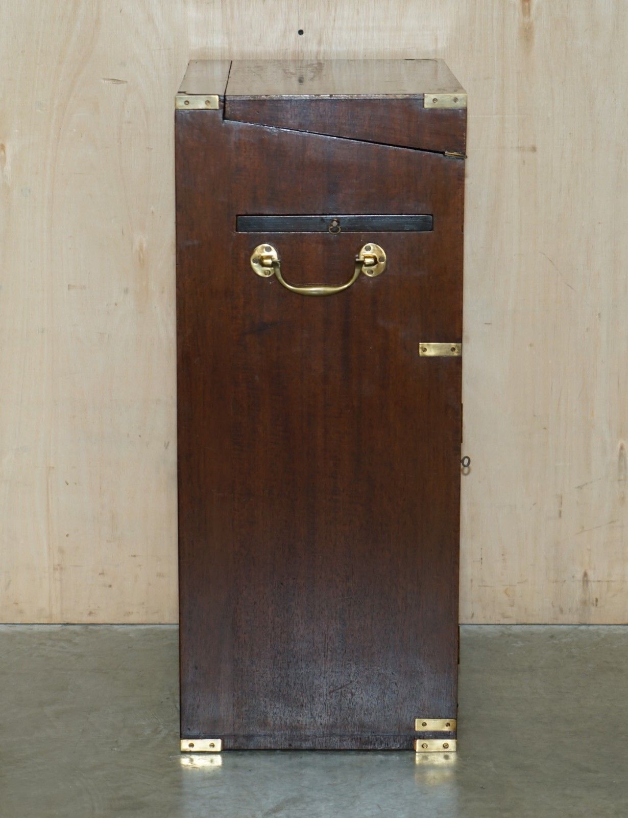 photo for sale Antique Victorian Mahogany & Green Leather Military Campaign Davenport Desk