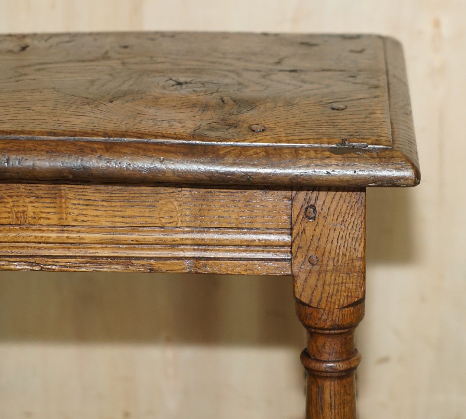 Stunning Heavily Burred Oak Antique 18th Century Circa 1780 Jointed Stool Table photo 1950.0