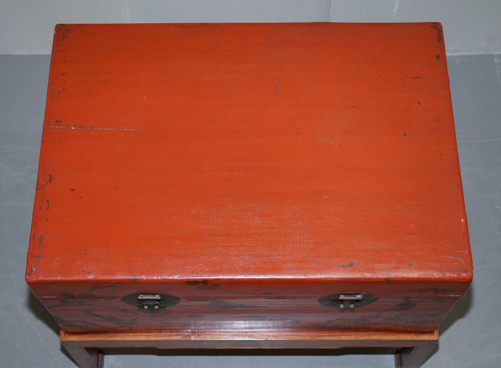 Vintage Chinese Chinoiserie Hand Painted Luggage Coffee Table Lots Storage Space photo Furniture