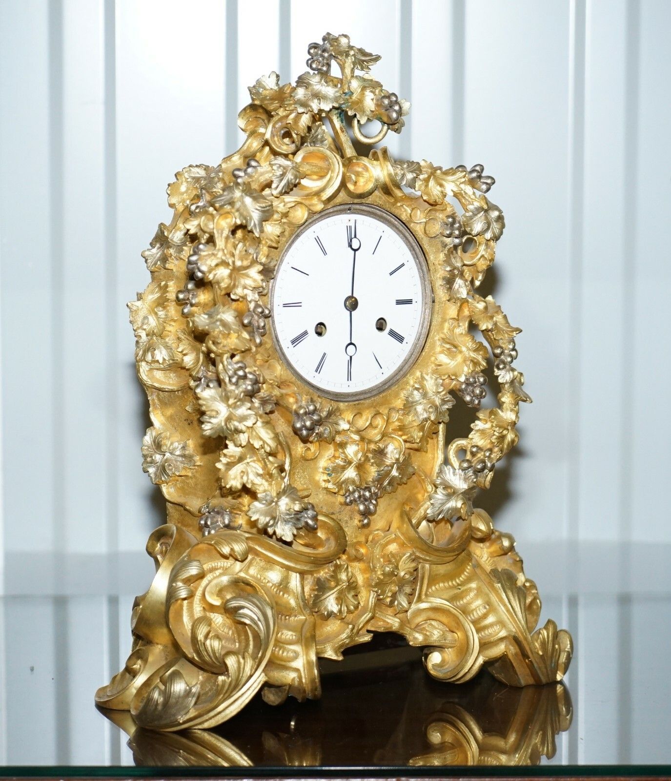 Stunning Circa 1860 Gold Gilt Bronze French Mantle Clock Large Decorative Piece photo furniture