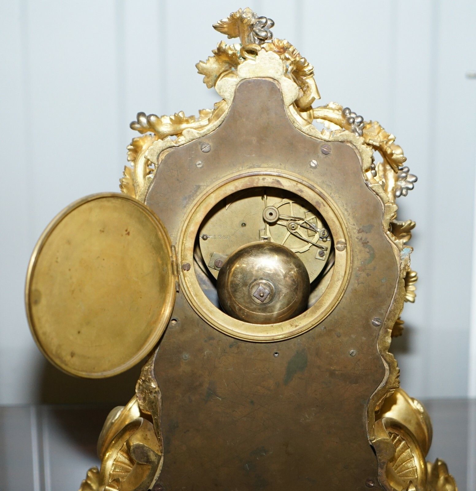 photo furniture Stunning Circa 1860 Gold Gilt Bronze French Mantle Clock Large Decorative Piece