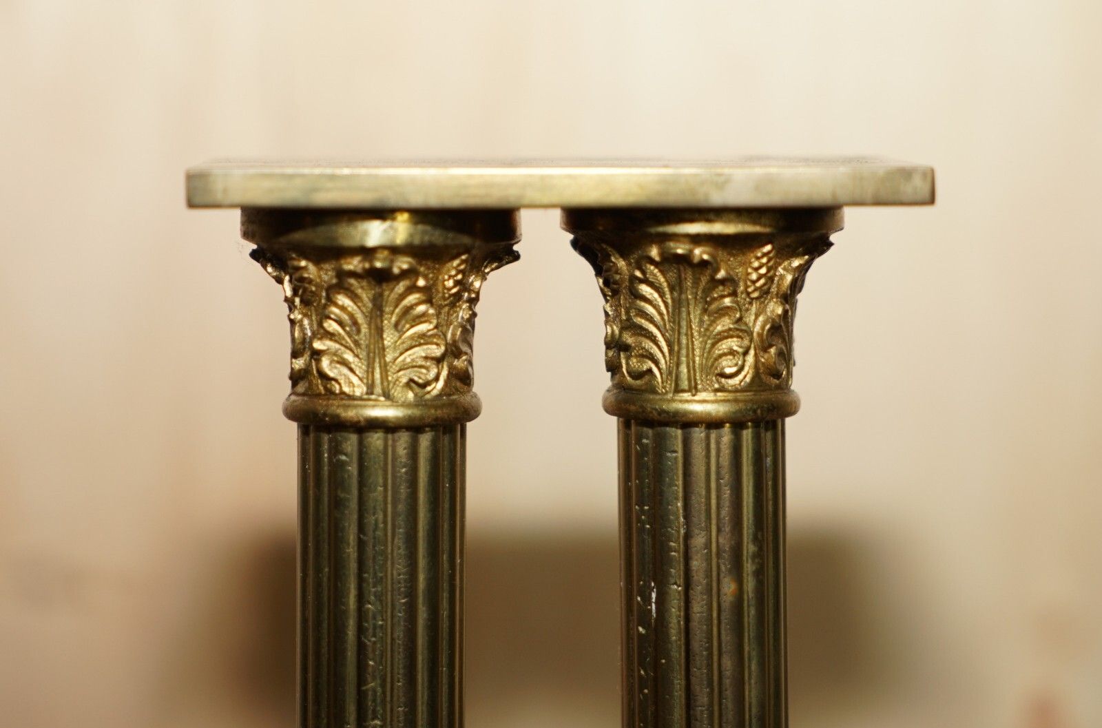 Fine Antique Victorian Marble & Brass Roman Grand Tour Statue Columns Pillars photo Home Decor