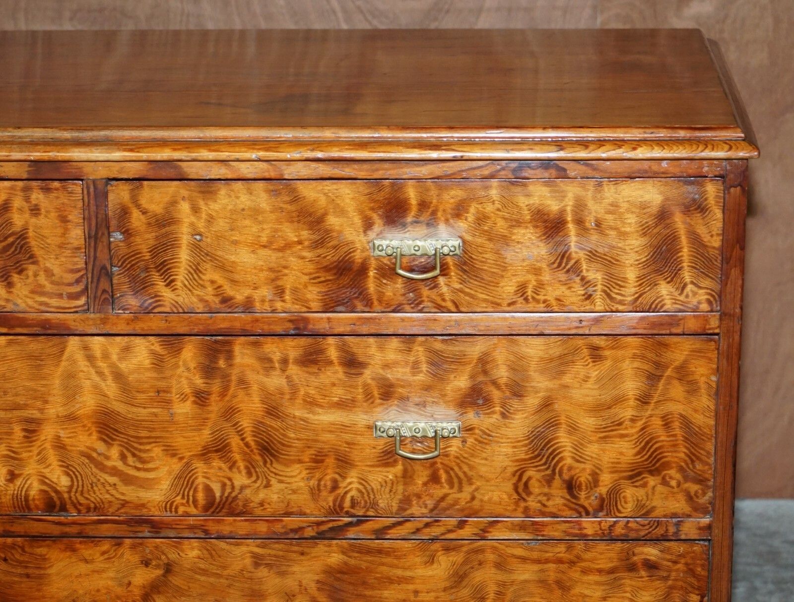 Sublime Patina Circa 1880 Pitch Pine Chest Of Drawers Must See Timber Grain!!!!! photo Furniture