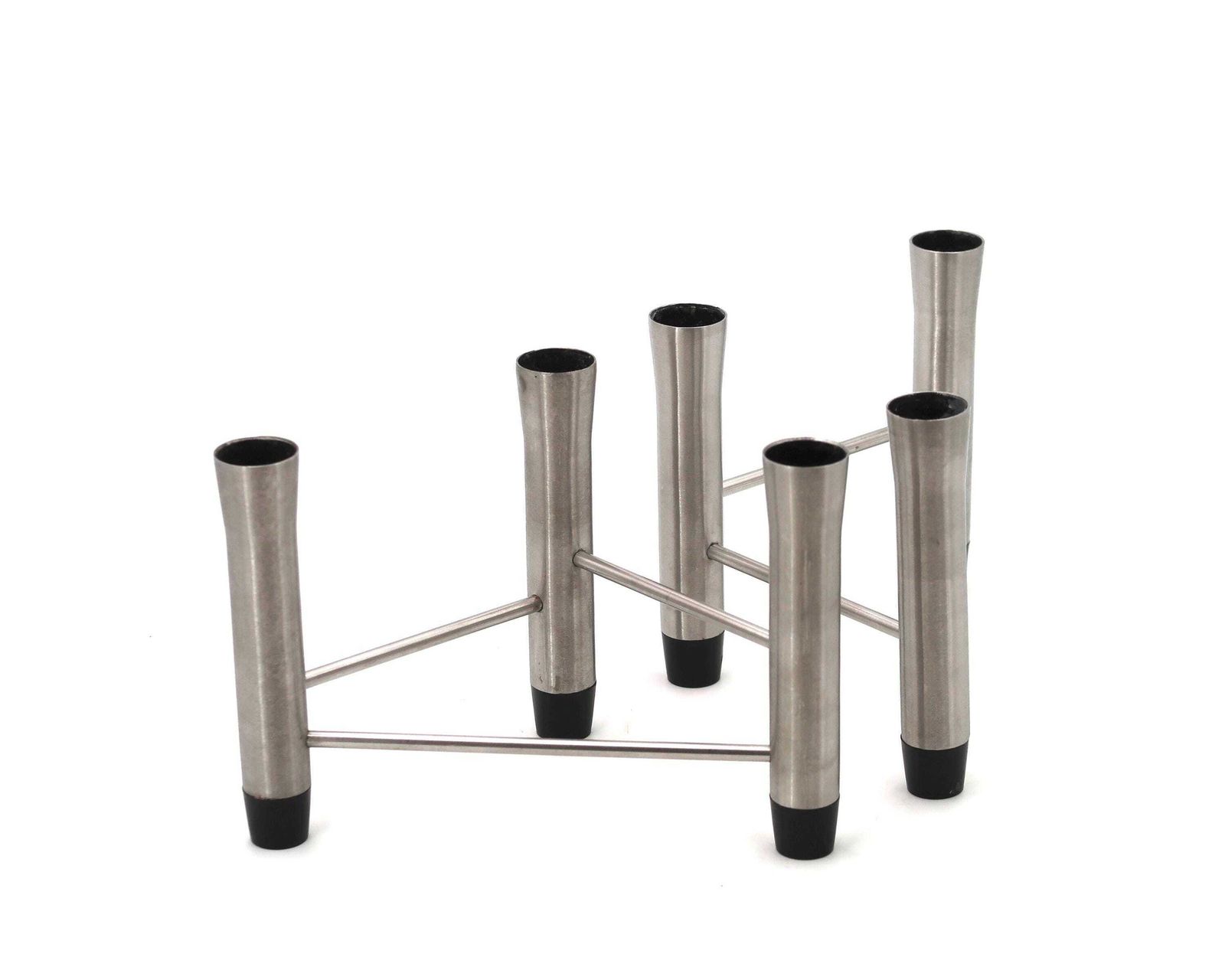 Pair Of Tripod Stainless Steel Candleholders, 1970s / Candlestick, Candle Holder, Danish, Scandivanian, Home Decor