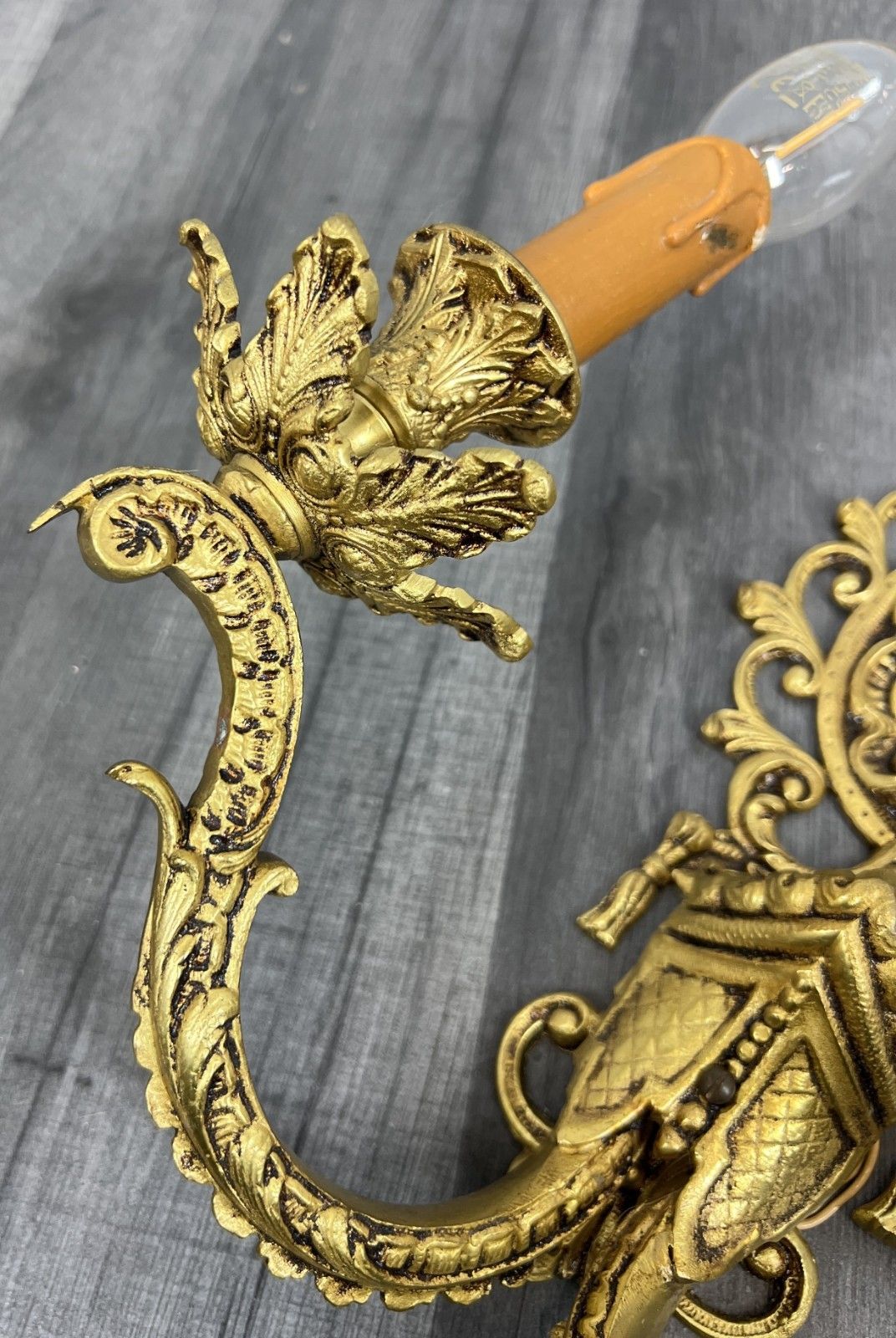 Wall Lamps Vintage French Brass Rococo Style Sconces Lot 4186 photo vintage