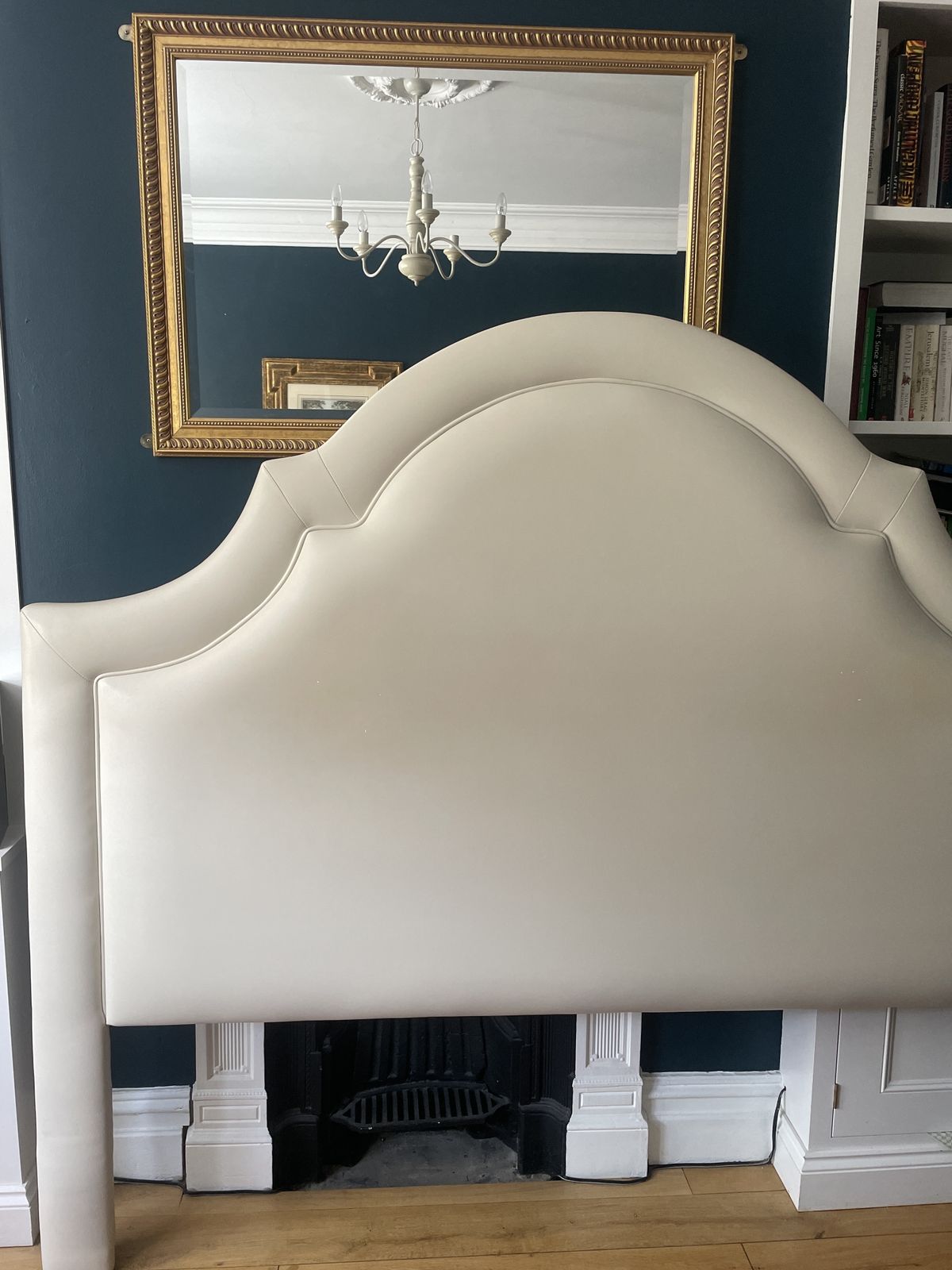 Imposing White Leather Domed Headboard