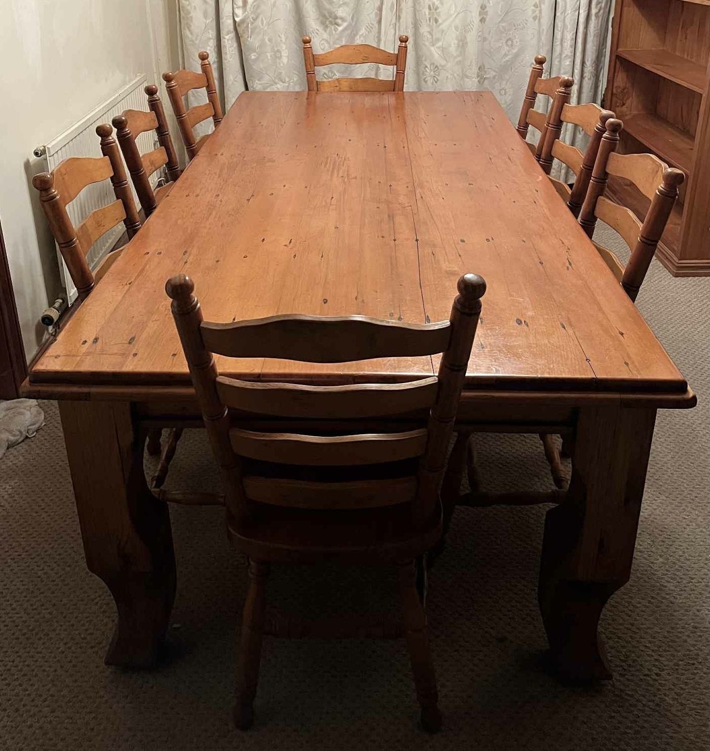 Vintage Solid Australian Wood Farmhouse Table And Chairs