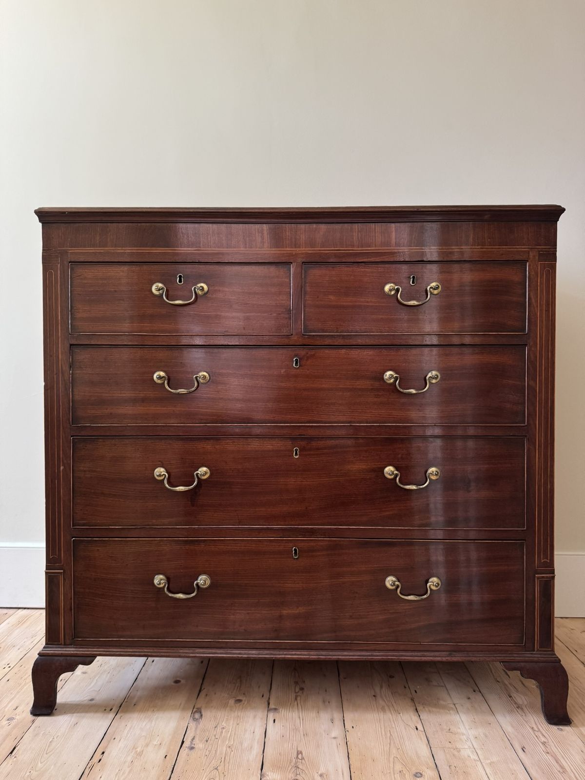 George III Mahogany And Boxwood Strung Chest Of Drawers