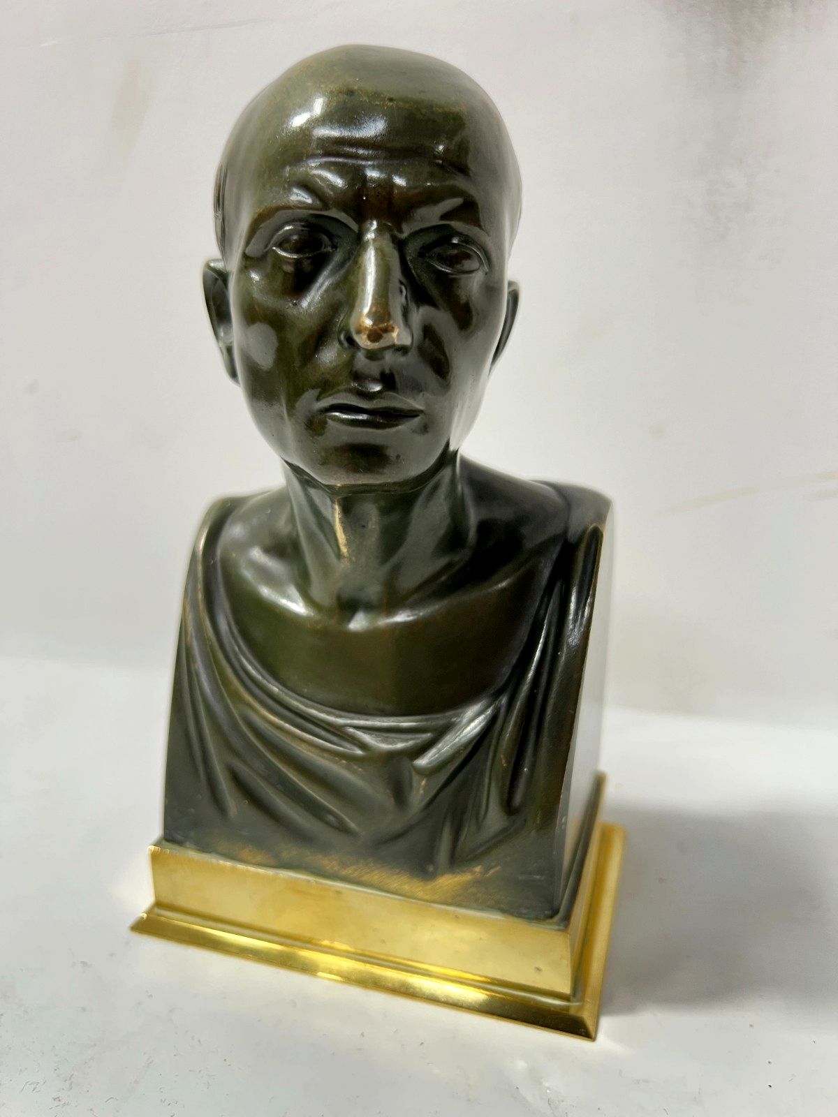 Bronze Bust Of Cicero With Brown Patina 20th Century photo vinterior