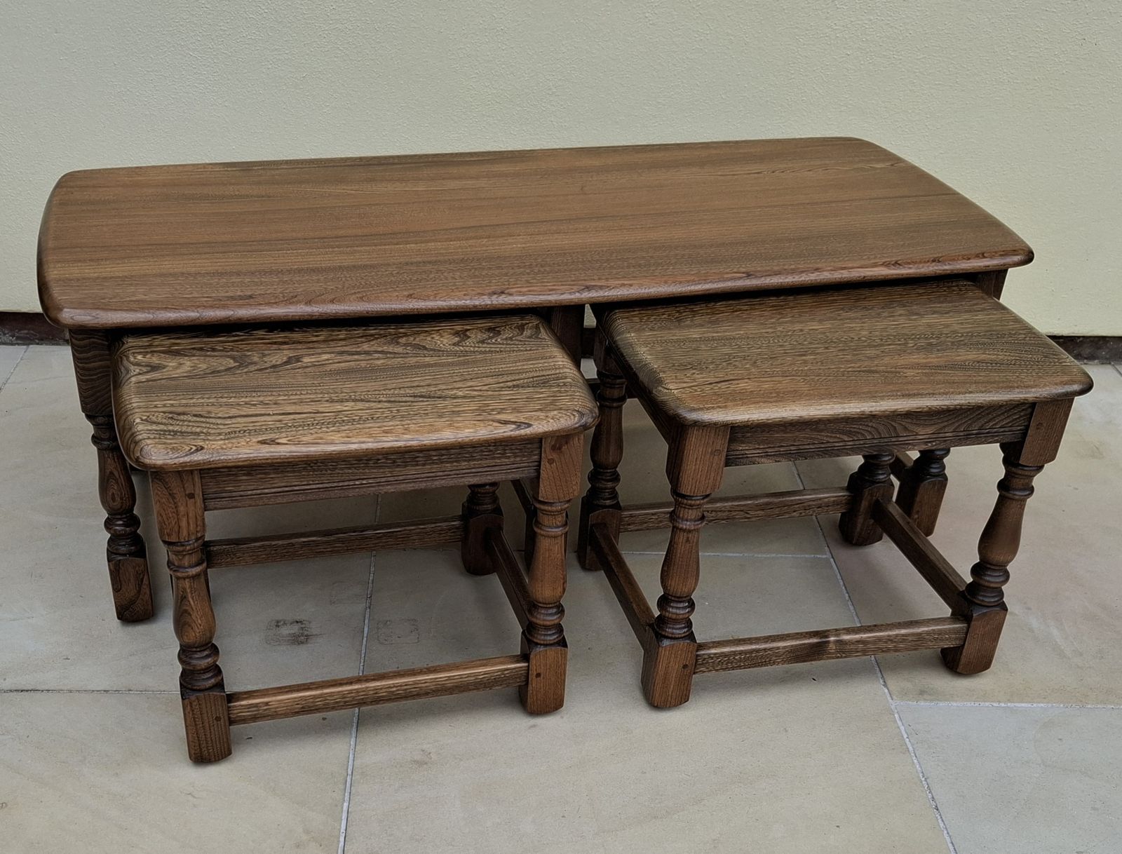 Ercol Old Colonial Nest Of Trinity Tables 3 Coffee / Side Vintage Tables photo buy
