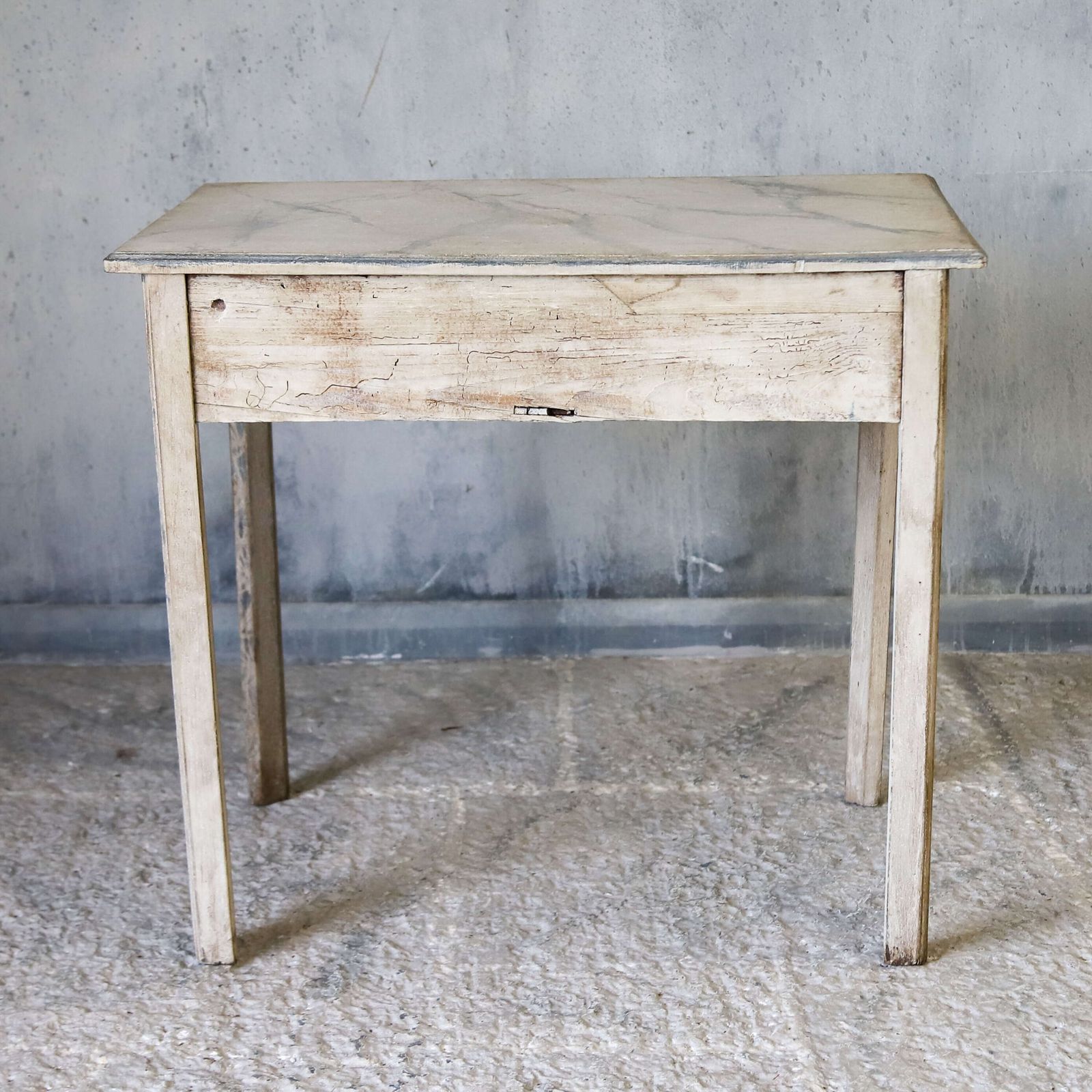 Furniture Antique English Georgian 2 Drawer Lowboy Unique Hand Painted Faux Marble & Decorative Base photo
