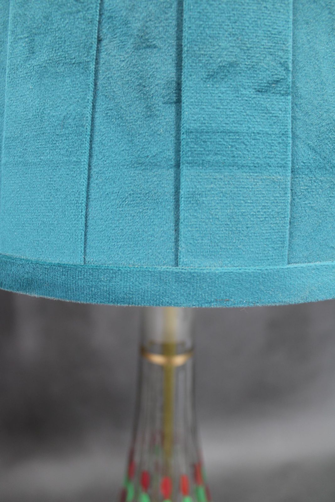 1960s Pair Of Hand Painted Glass Table Lamps With New Fabric Shade, Czechoslovak photo buy